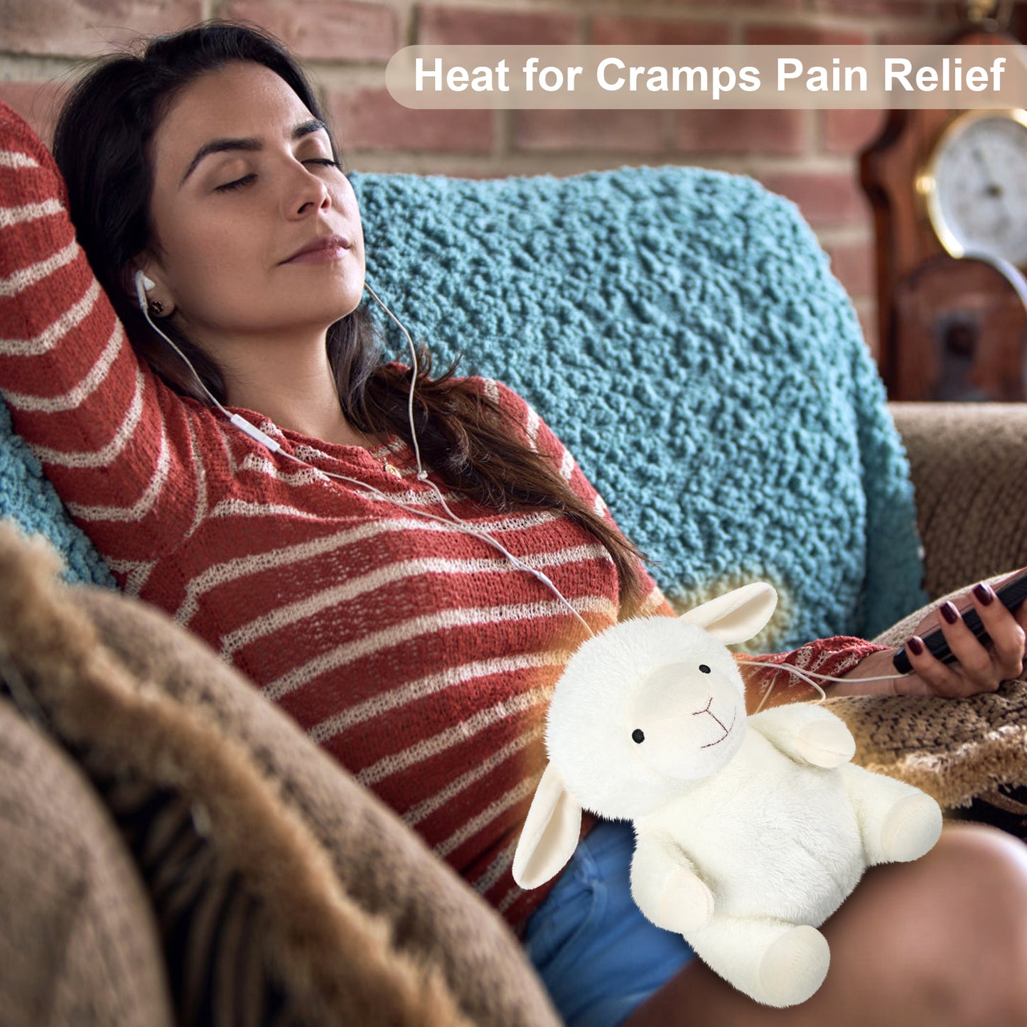 Suzzipals Heatable & Coolable Lamb Stuffed Animal, Microwave Heating Pad Stuffed Animal for Cramps & Pain