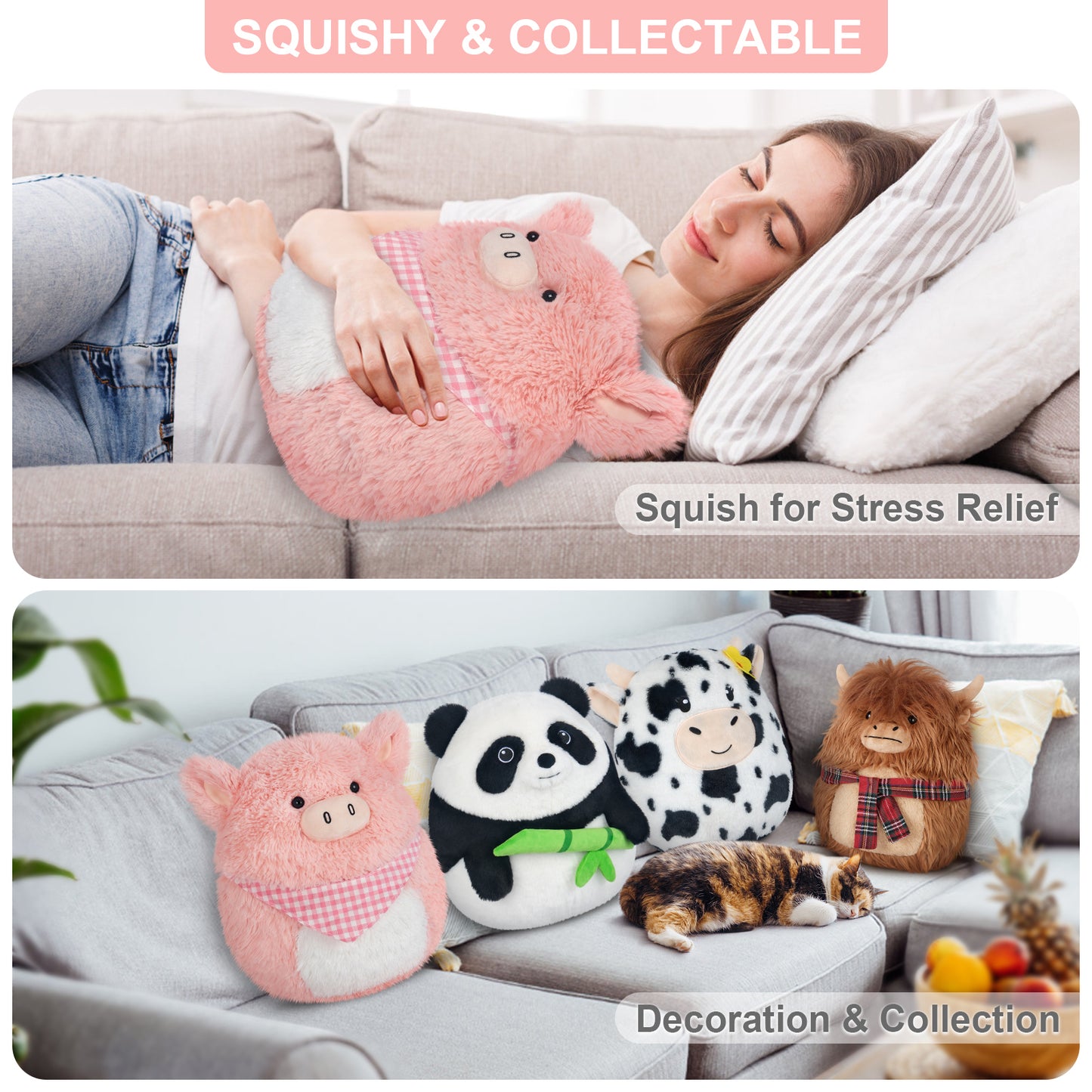 13 inch Squishy Pig Plush Pillow, Soft Kawaii Plush Toy for Kids, Birthday Gifts Girls Boys, Cute Bedroom Decor & Anxiety Relief