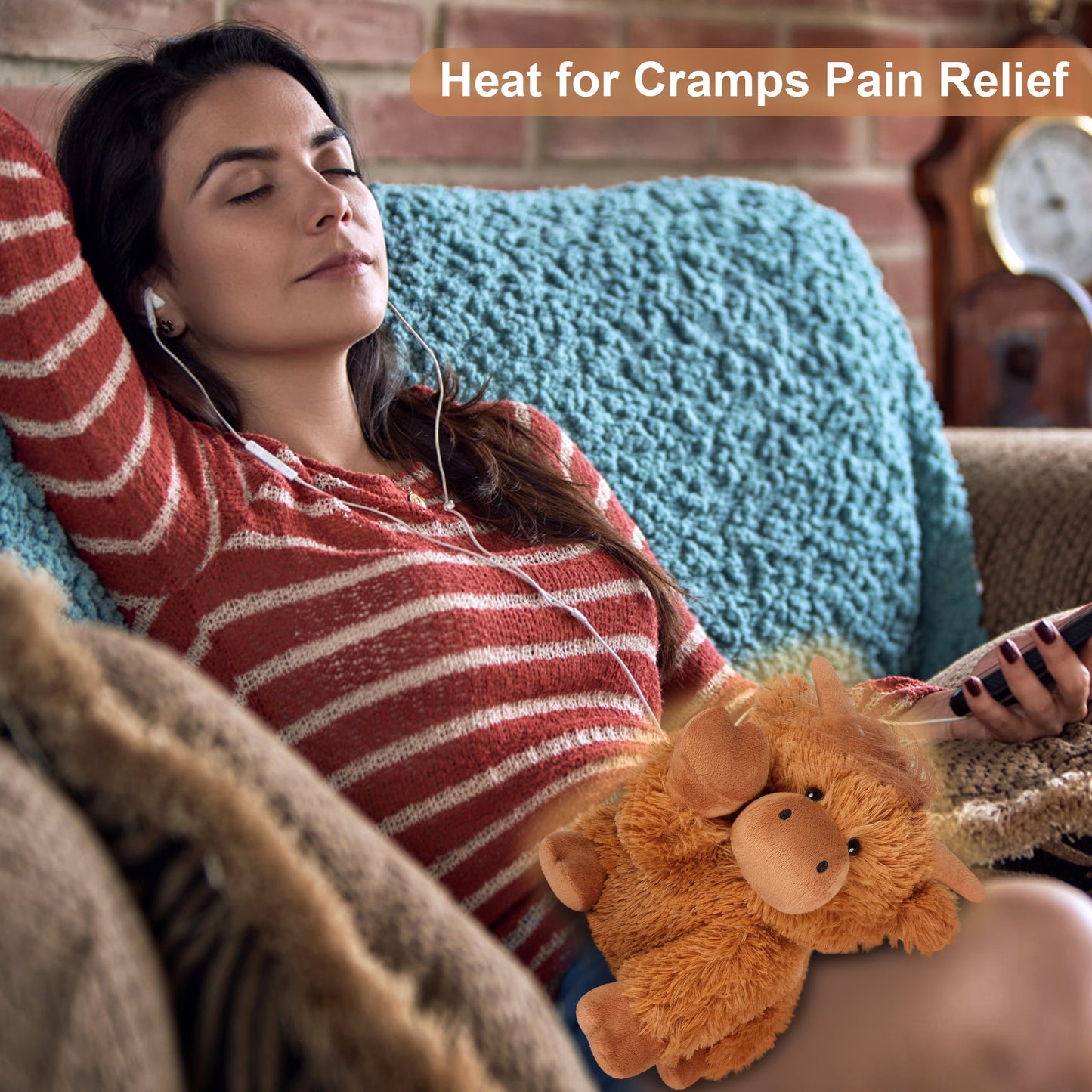 Suzzipals highland cow stuffed animal heating pad