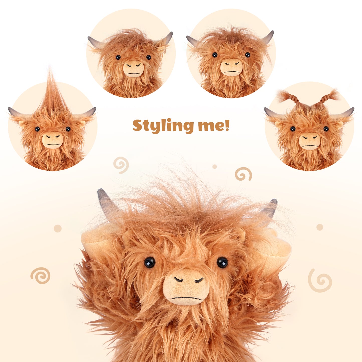 SuzziPals Heatable & Coolable Highland Cow Stuffed Animal, Microwavable Stuffed Animals Heating Pad for Period DIscomfort, Cuddly Cattle Stuffed Animal for Warmth & Anxiety, Highland Cow Gifts for kid