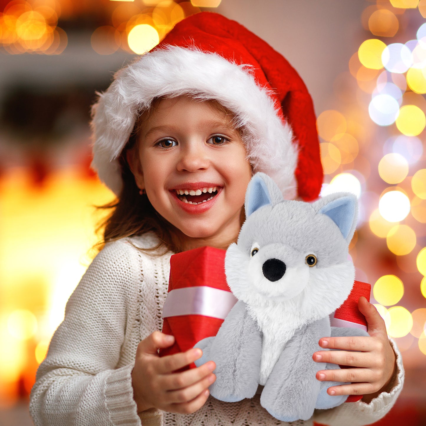 Suzzipals Heatable & Coolable Wolf Stuffed Animal, Microwave Heating Pad Animal for Cramps & Pain