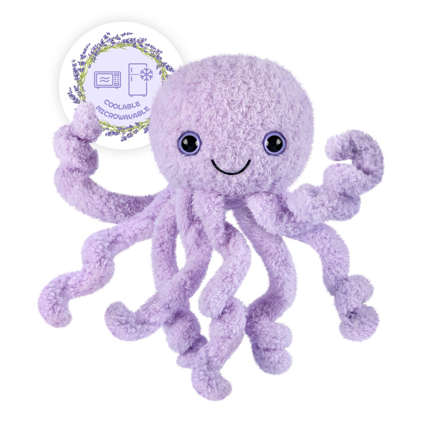 Microwavable & Coolable Octopus Plush, Lavender Octopus Stuffed Animals, Microwave Heating Pad Stuffed Animals for Cramps & Pain