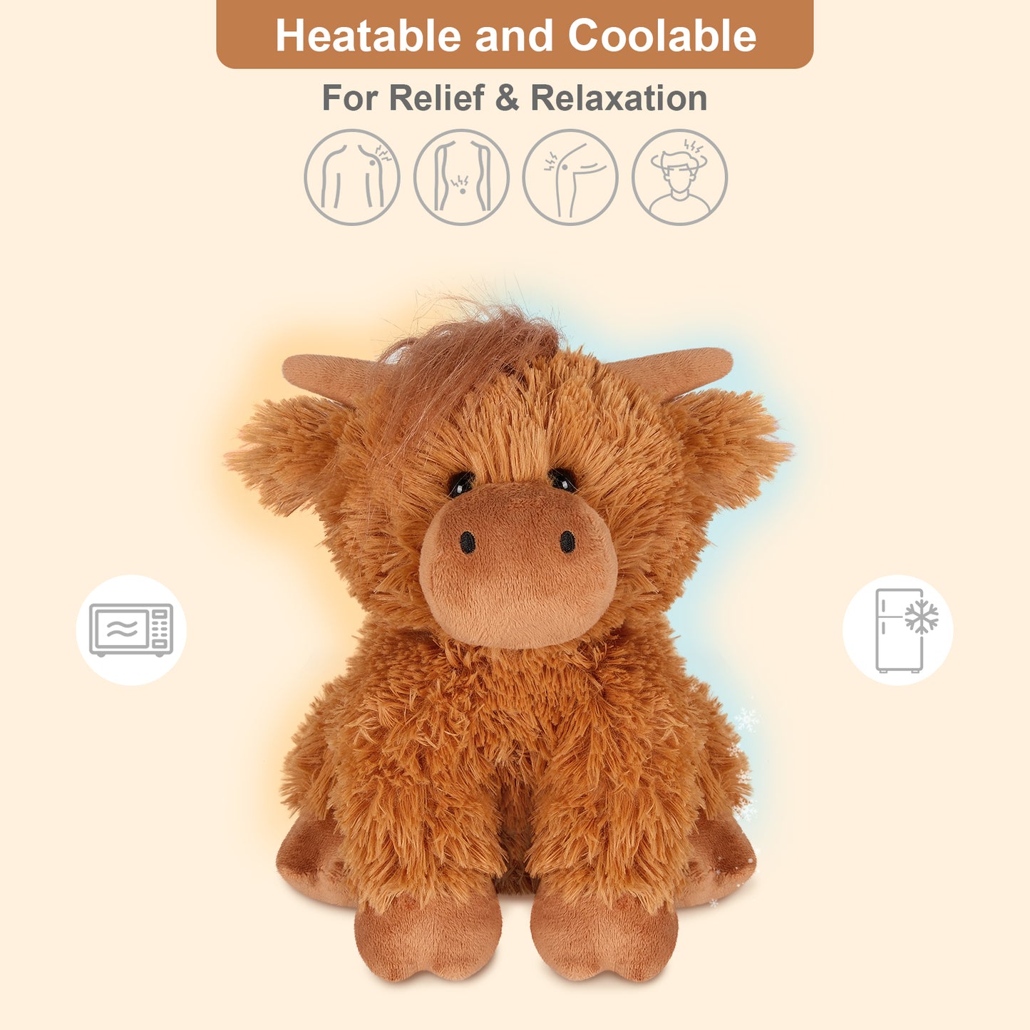 Suzzipals highland cow stuffed animal heating pad
