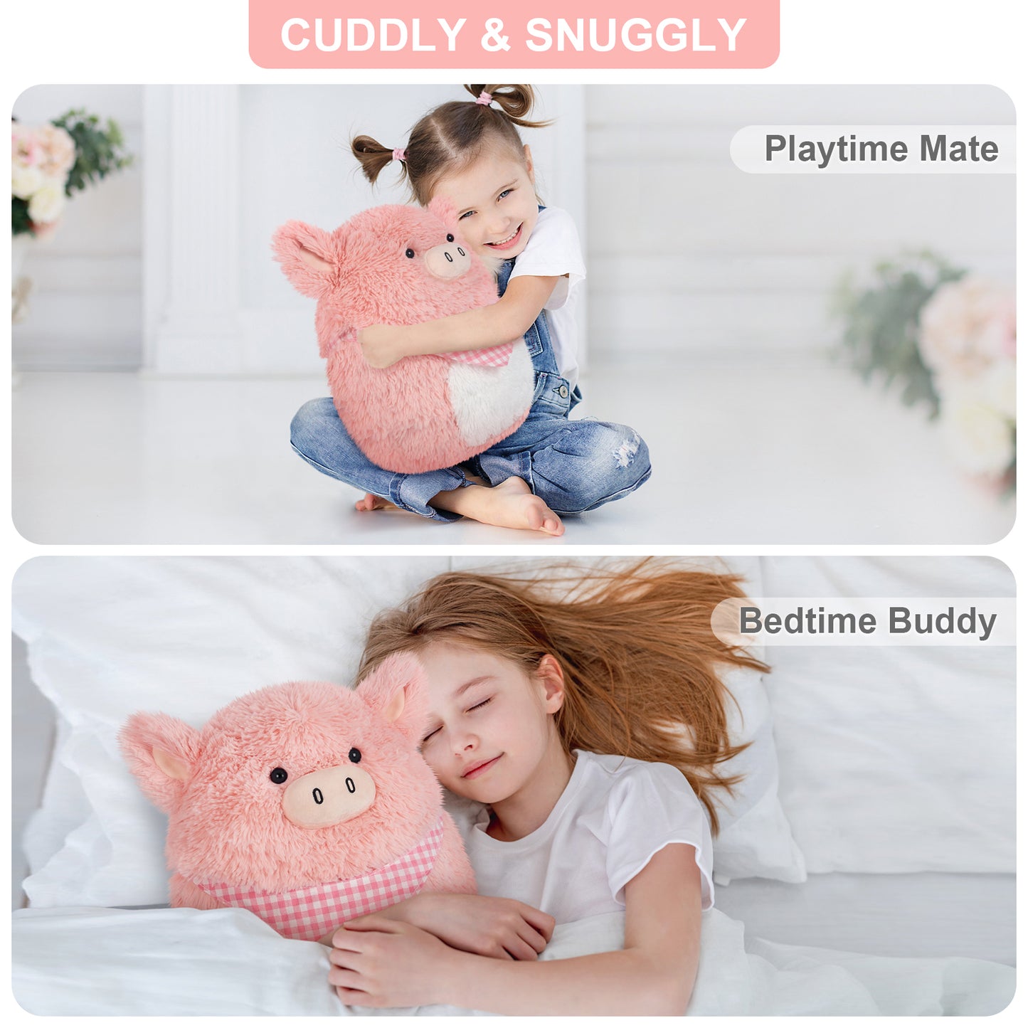 13 inch Squishy Pig Plush Pillow, Soft Kawaii Plush Toy for Kids, Birthday Gifts Girls Boys, Cute Bedroom Decor & Anxiety Relief