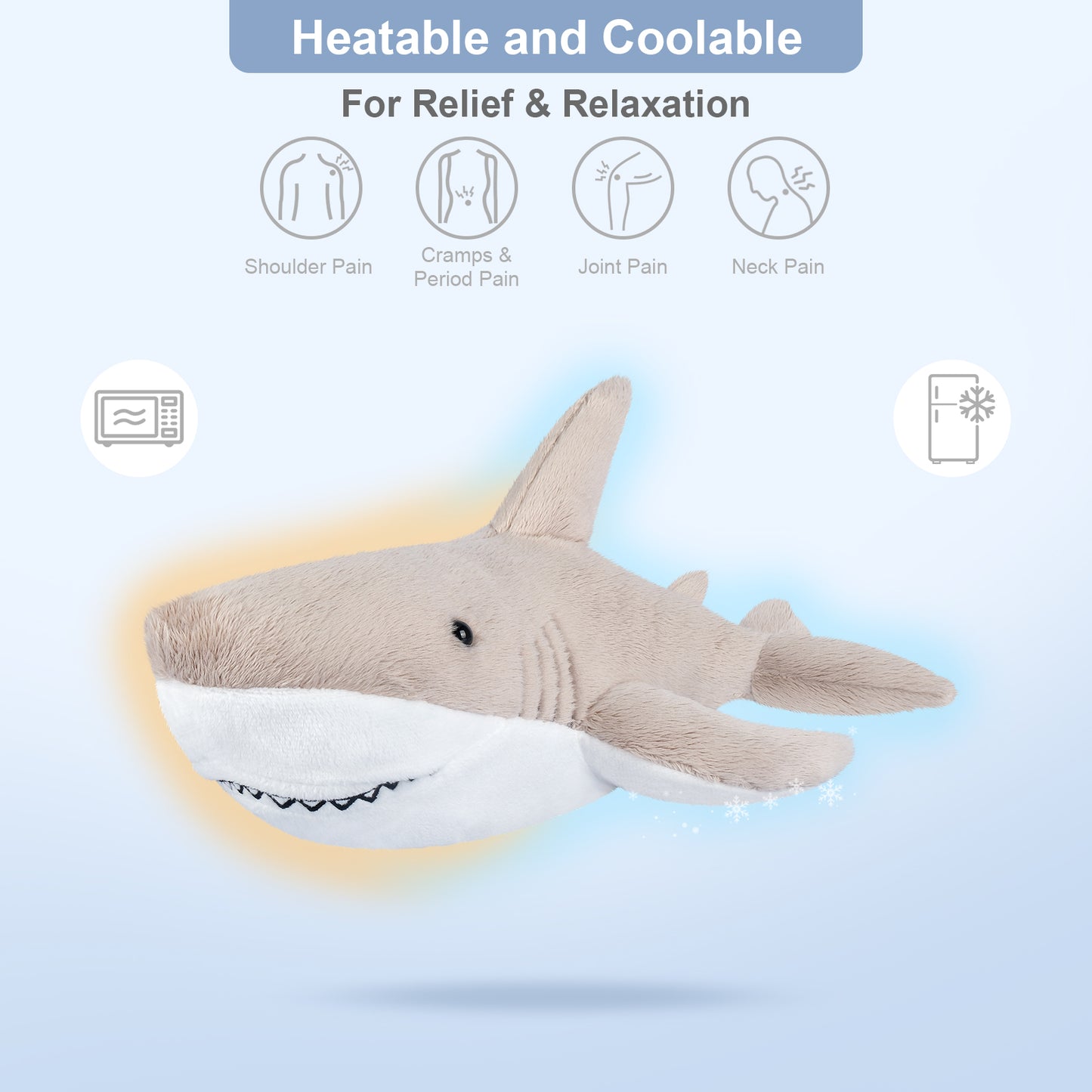 Microwavable & Coolable Shark Plush, Shark Stuffed Animal, Microwave Heating Pad Stuffed Animal for Cramps & Pain