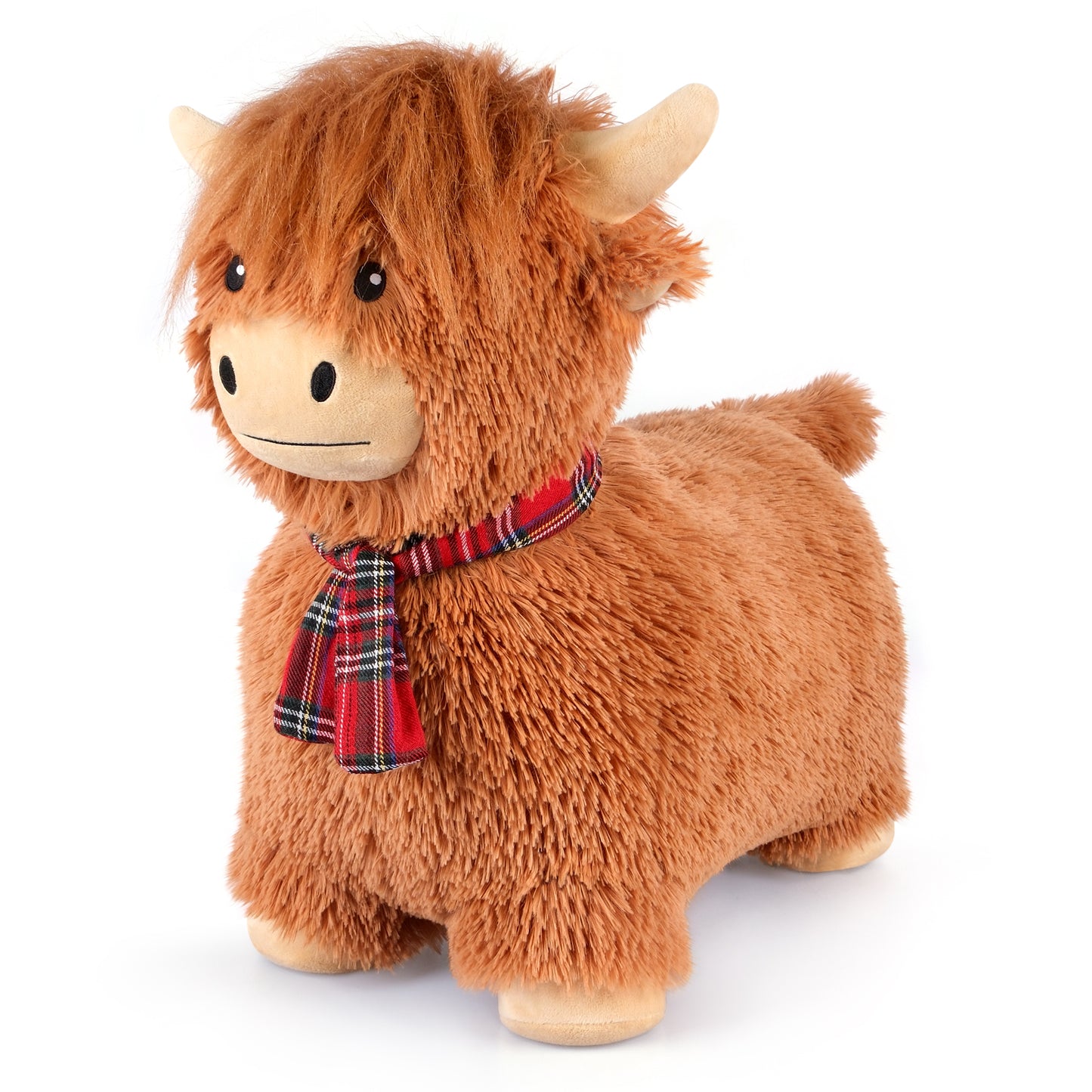 Bouncy Highland Cow Hopper Toys, Inflatable Cow Ride on Bouncer, Indoor Outdoor Highland Cow Plush Bouncy Horse for Toddlers & Kids, Bouncing Animals Toddler Toys, Toddler Gifts