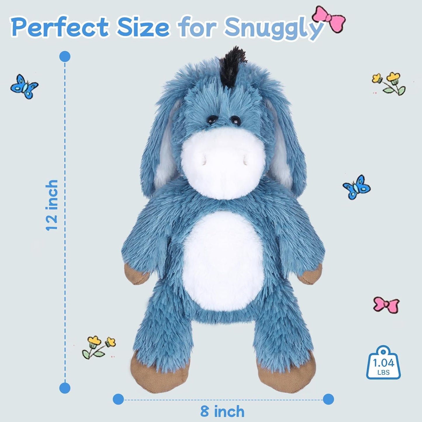 SuzziPals Heatable & Coolable Donkey Stuffed Animals,Microwavable Stuffed Animal Heating Pads for Carmps & Pain, Lavender Scent Donkey Plush for Anxiety, Donkey Plushies Gift for Kids & Aldults