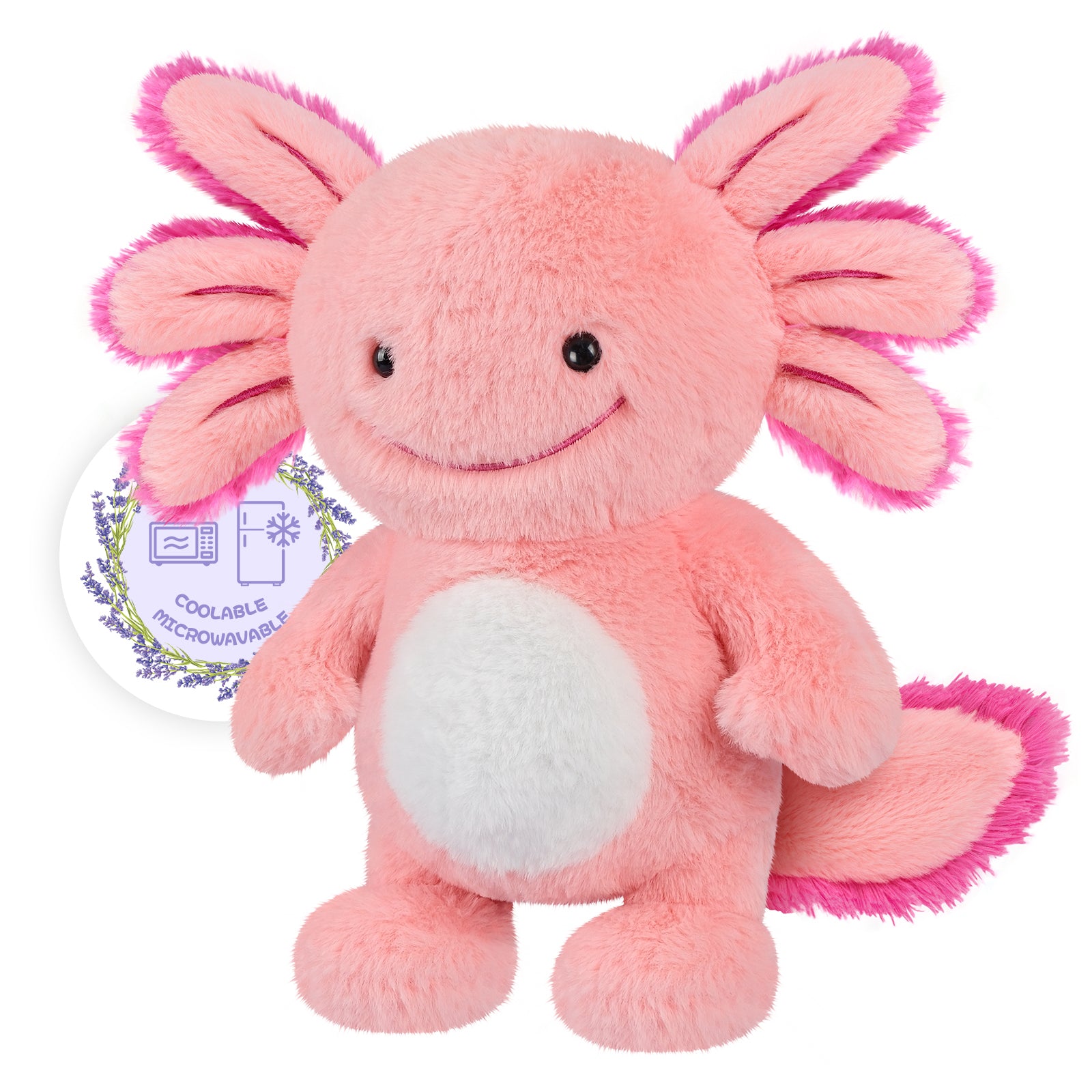 Suzzipals Heatable Coolable Axolotl Plush, Microwave Heating Pad for Period Cramps and Pain Relief