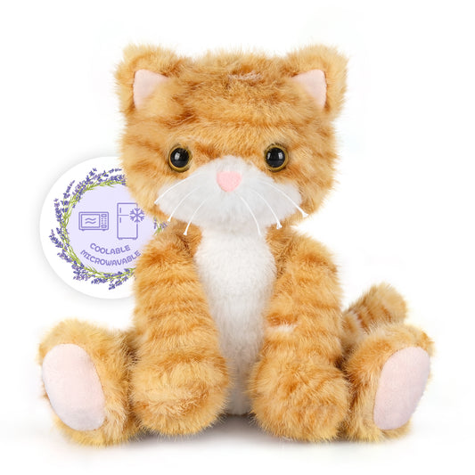 Heatable & Coolable Orange Cat Stuffed Animal, Cat Heating Pad Microwavable for Soothing & Relaxation, Lavender Scented Tuxedo Cat Plush Toy for Stress Relief, Cat Toys for Kids