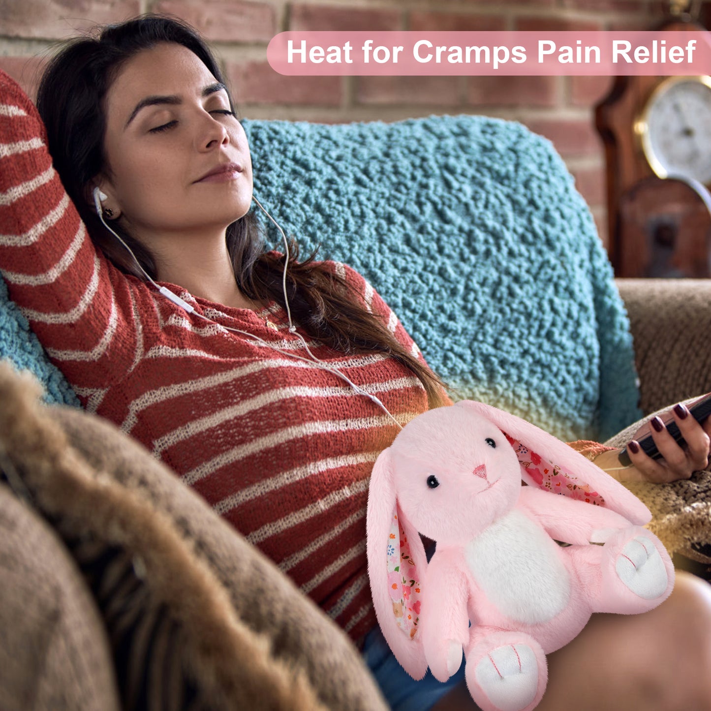 Suzzipals Heatable & Coolable Bunny Stuffed Animal, Microwavable Stuffed Animal Heating Pad for Period Cramps