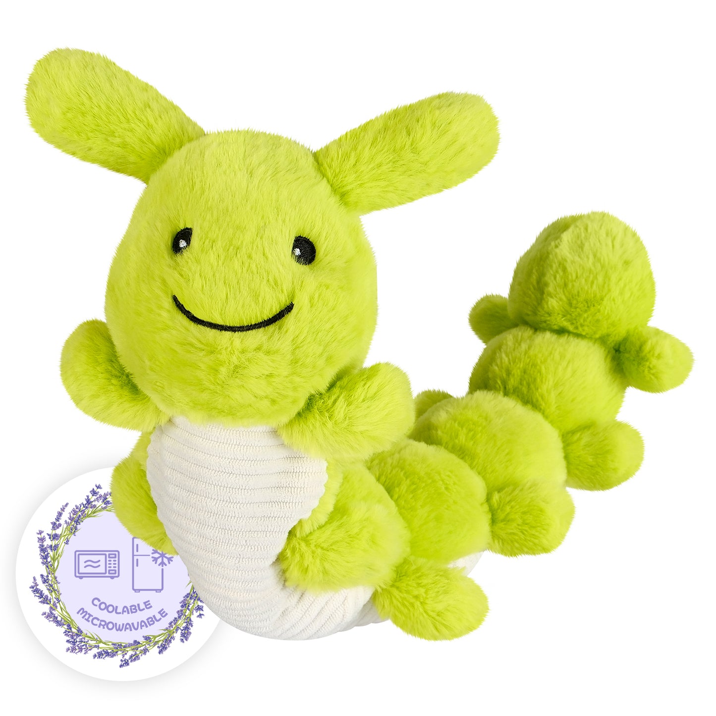 Suzzipals Heatable & Coolable Caterpillar Stuffed Animal, Microwavable Stuffed Animal Heating Pad for Period Cramps & Pain Relief
