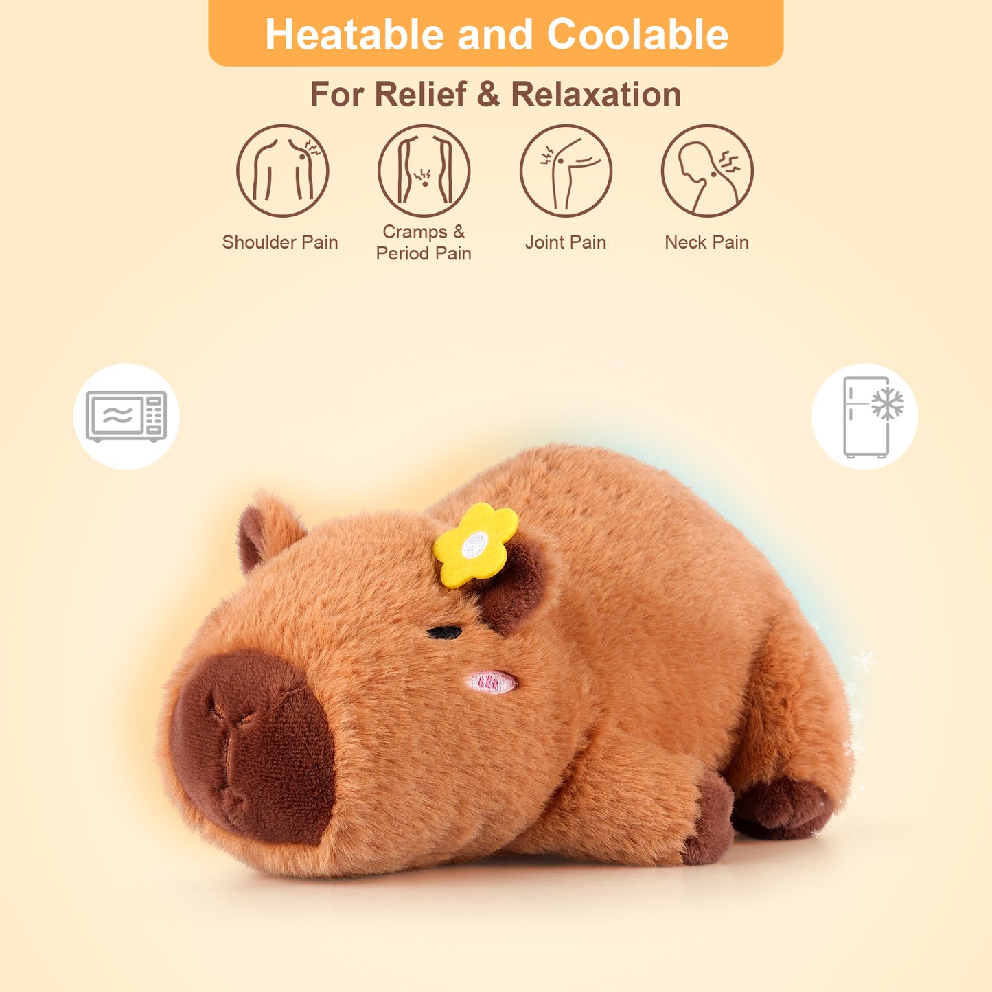Heatable & Coolable Plushie, Microwave Heating Pad for Period Cramps, Cute Capybara Gifts for Girls & Boys