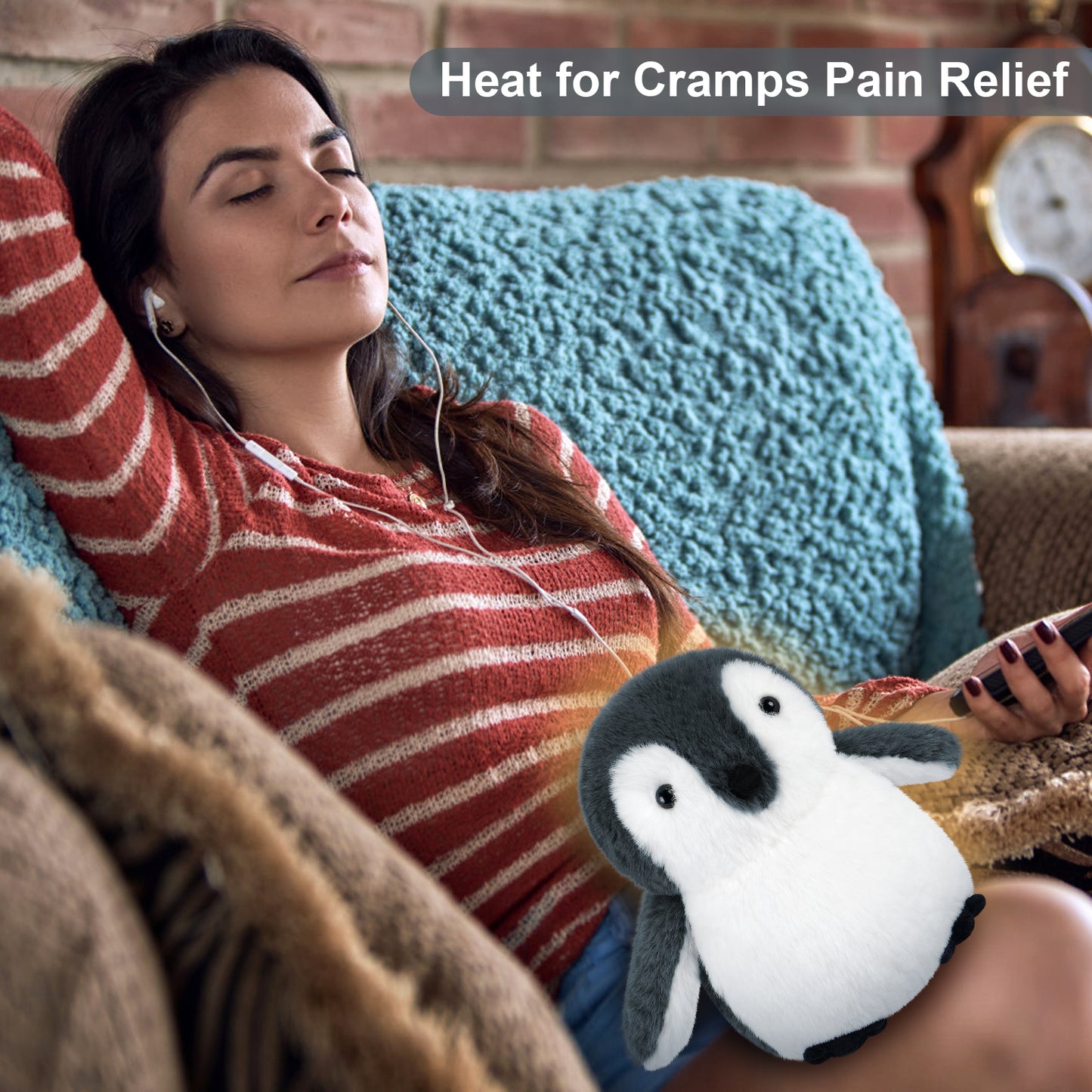 Suzzipals Heatable & Coolable Stuffed Penguin Plush, Penguin Stuffed Animal Microwavable Heating Pad for Period Cramps & Pain Relief