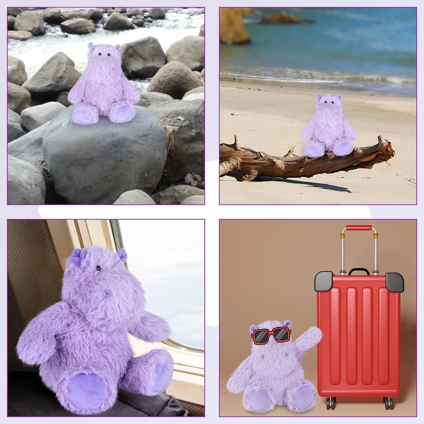 SuzziPals Warmable Hippo Stuffed Animals, Microwave Heating Pads for Cramps, Pain & Stress Relief, Heatable & Coolable Hippopotamus Plush, Cute Plushies, Hippo Toy, Hippo Gifts