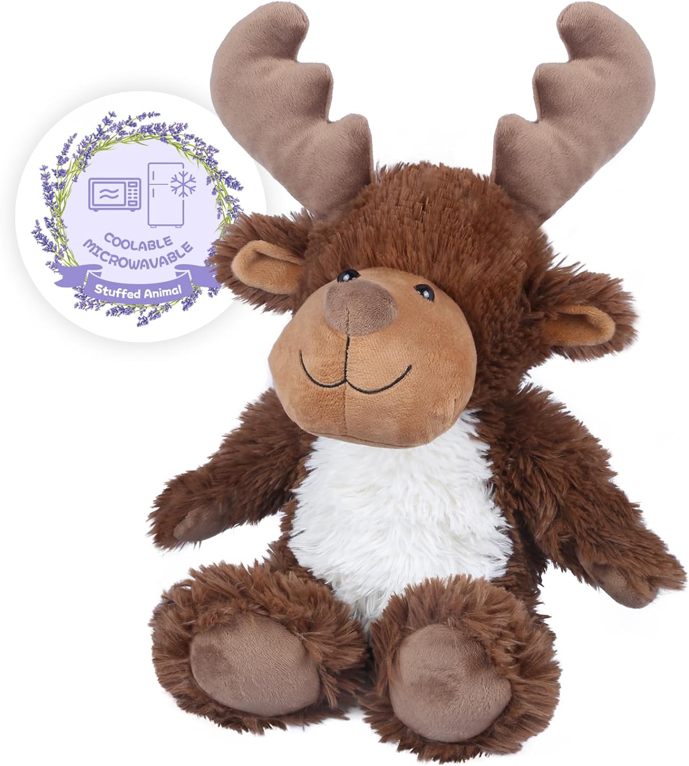 SuzziPals Heatable & Coolable Moose Stuffed Animals, Microwavable Stuffed Animal Heating Pad for Cramps & Pains, Lavender Scent Moose Plush Toys for Anxiety Relief, Christmas Stuffed Animals Gifts