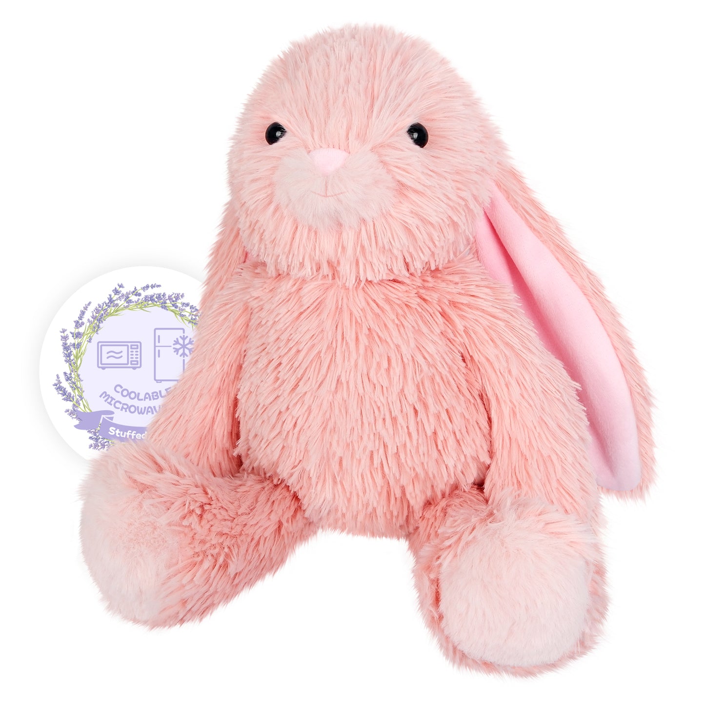 SuzziPals Heatable & Coolable Pink Bunny Stuffed Animal Heating Pad for Soothing & Relaxation, Lavender Pink Bunny Plush for Discomfort, Rabbit Stuffed Animals for Kids, Bunny Plushies Gifts