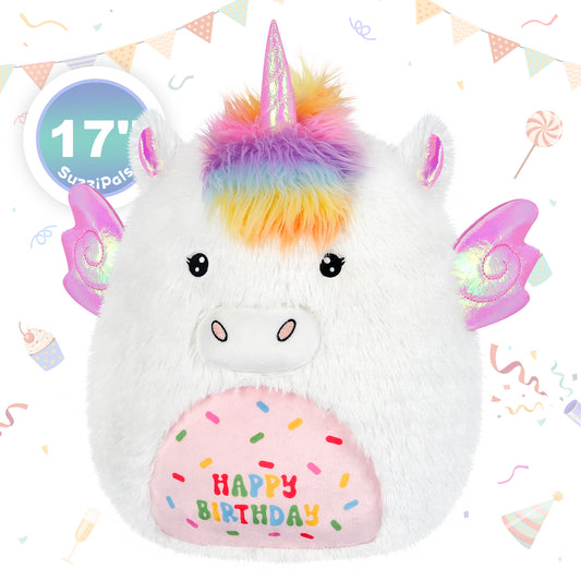 17'' Happy Birthday Unicorn Plush Pillows, Squishy Unicorn Stuffed Animal, Stuffed Unicorn Pillows Unicorn Decor, Unicorns Plush Toys Birthday Gifts for Girls & Boy