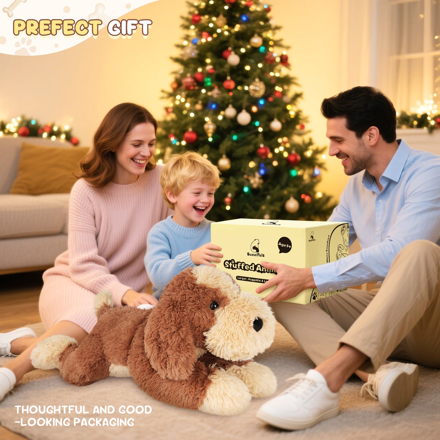 SuzziPals Big Dog Stuffed Animal 30", Jumbo Soft Giant Stuffed Animal Puppy, Giant Plush Toys for Stress Relief & Sleep Aid, Huge Cuddly Golden Retriever Cute Plushies Dog Gifts for Kids Adults