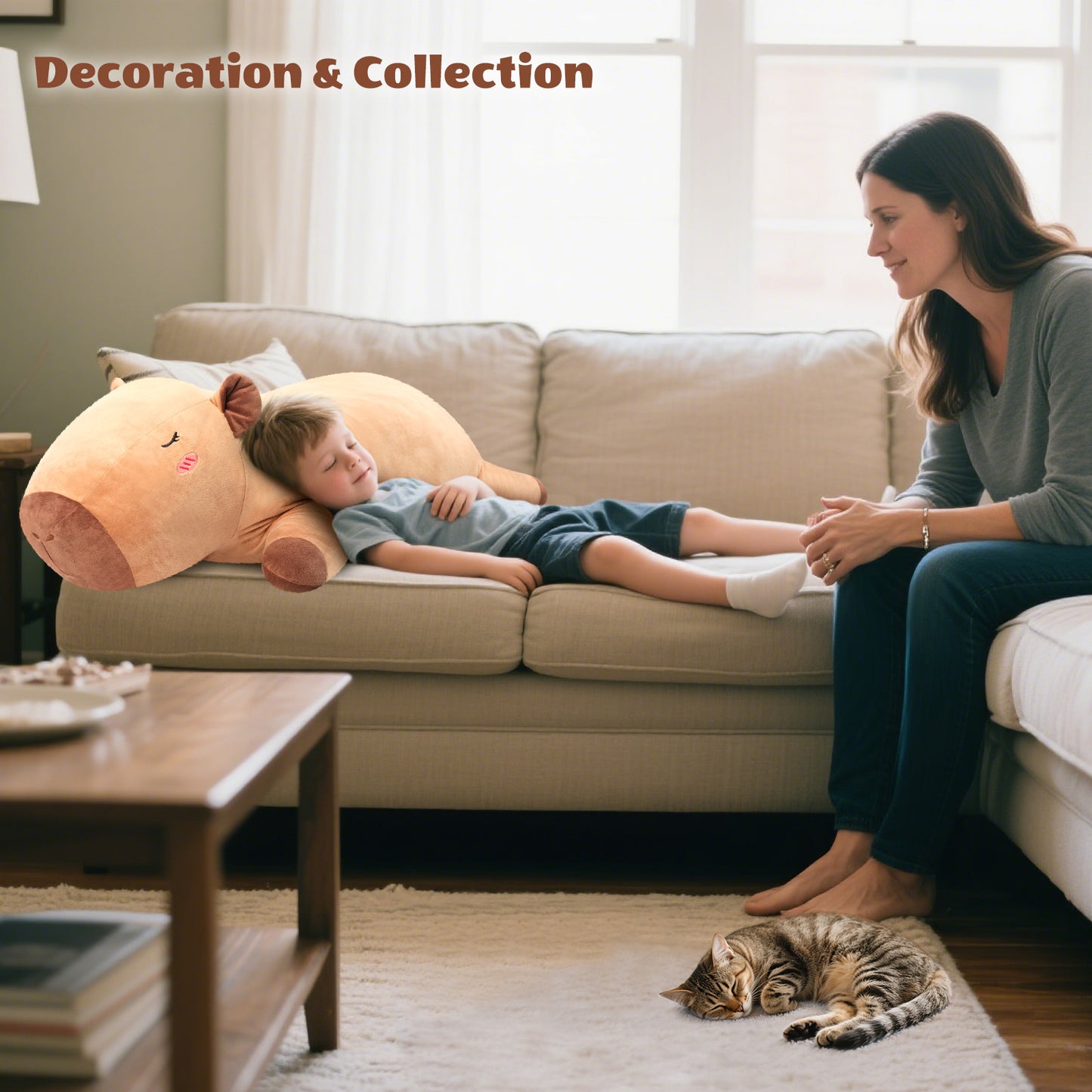 SuzziPals 43 inch Giant Capybara Plush, Lifelike Giant Stuffed Animal for Stress Relief & Companion, Extra Soft Plush Big Plushies Hugging Pillow, Jumbo Capybara Gifts for Kids Adults