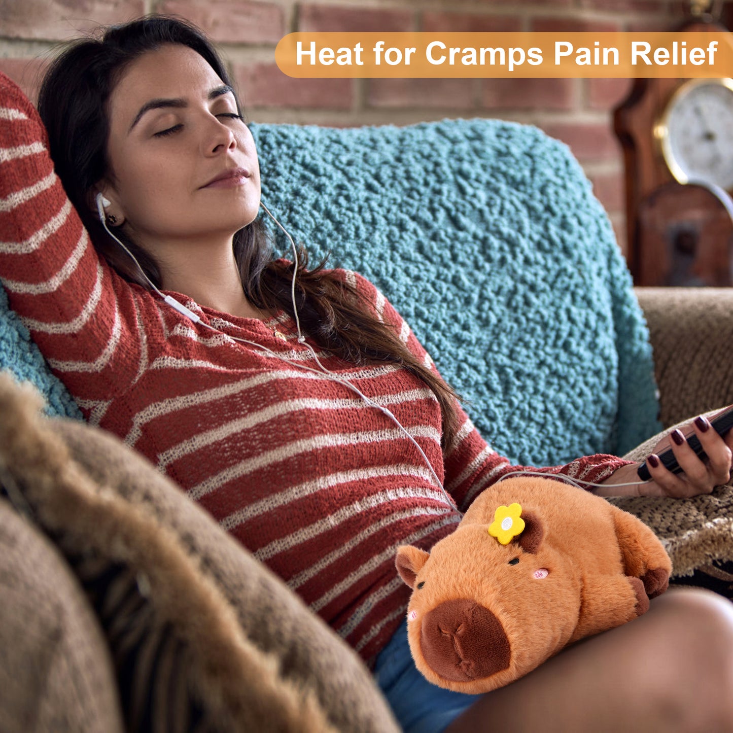 Heatable & Coolable Plushie, Microwave Heating Pad for Period Cramps, Cute Capybara Gifts for Girls & Boys