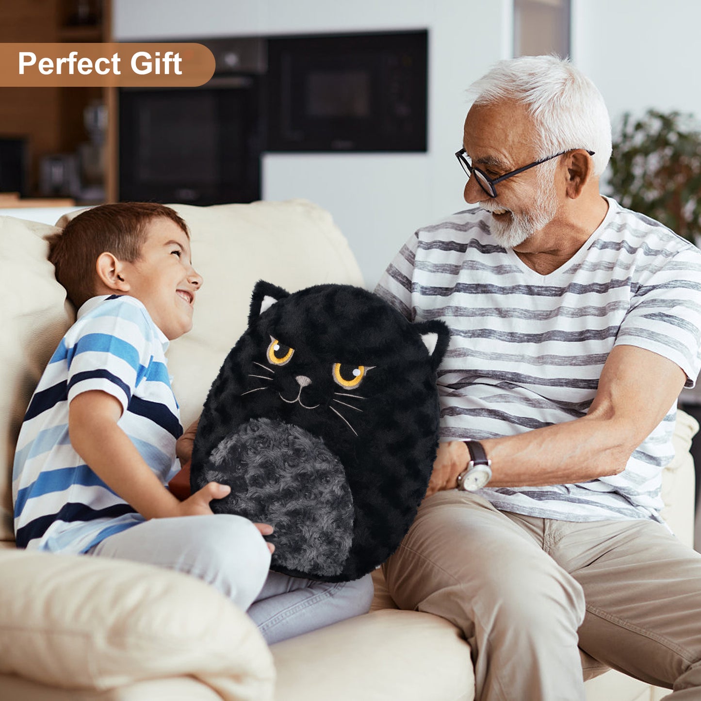 14" Cute Black Cat Plush Pillows, Cute Cat Stuffed Animals for Squish & Collect