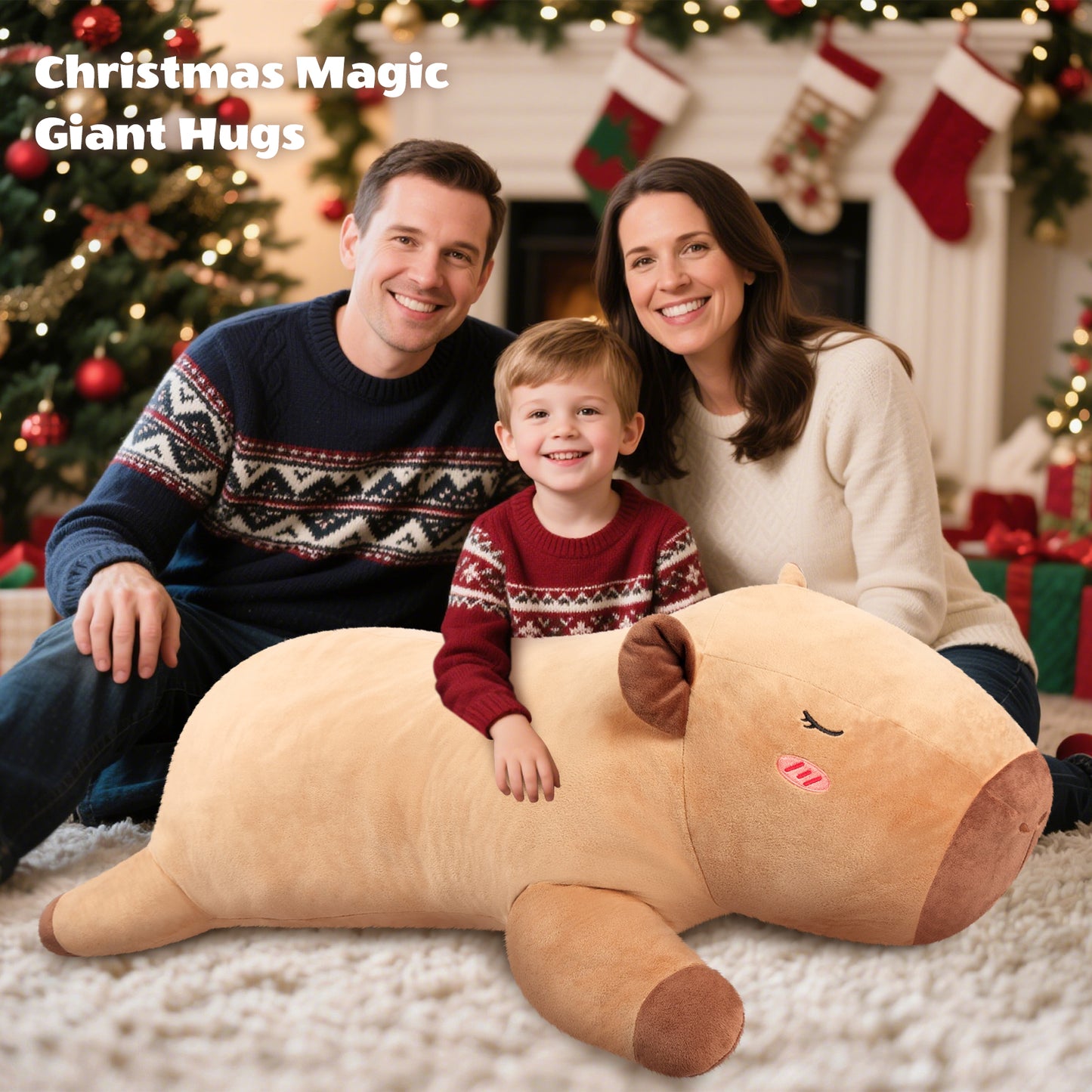 SuzziPals 43 inch Giant Capybara Plush, Lifelike Giant Stuffed Animal for Stress Relief & Companion, Extra Soft Plush Big Plushies Hugging Pillow, Jumbo Capybara Gifts for Kids Adults