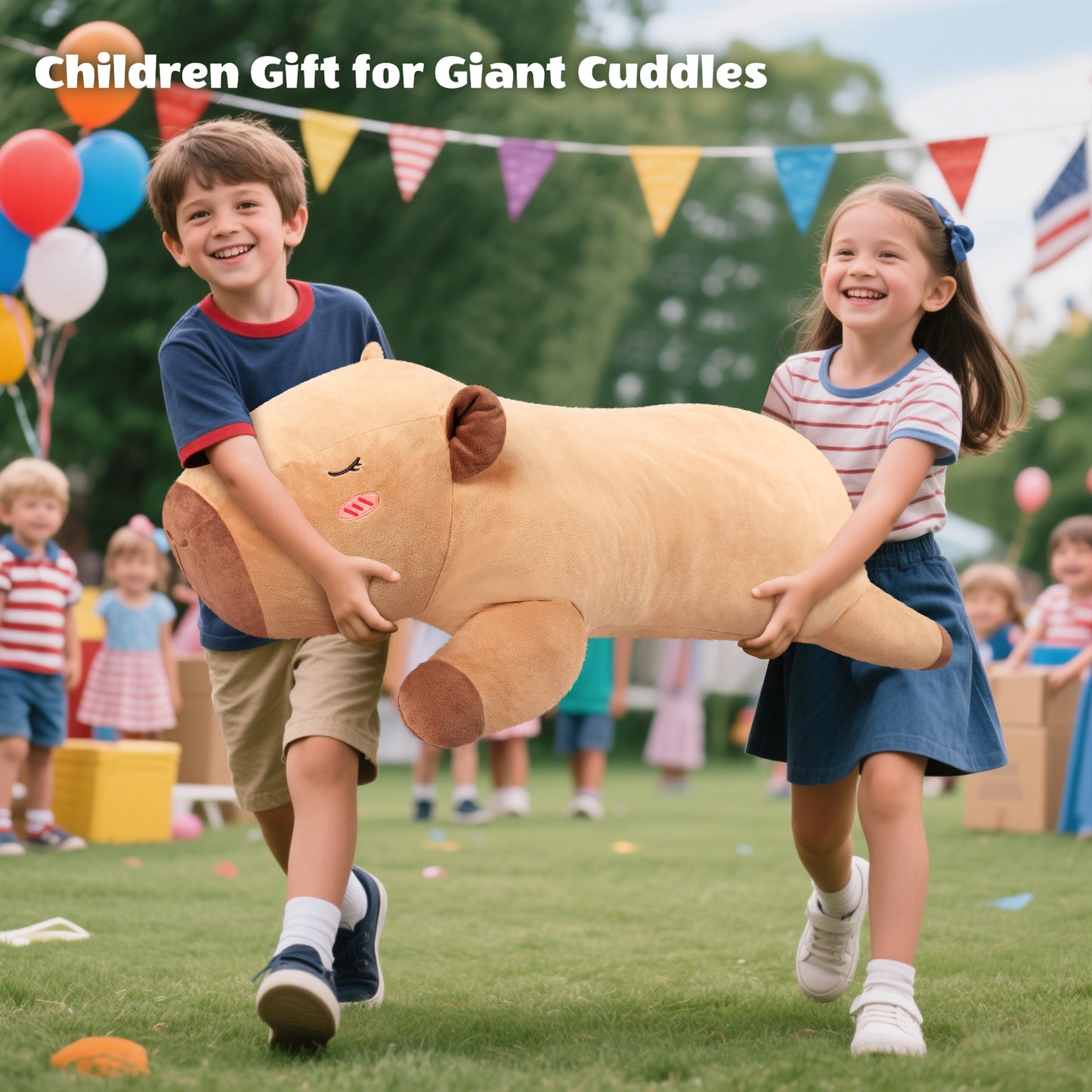 SuzziPals 43 inch Giant Capybara Plush, Lifelike Giant Stuffed Animal for Stress Relief & Companion, Extra Soft Plush Big Plushies Hugging Pillow, Jumbo Capybara Gifts for Kids Adults