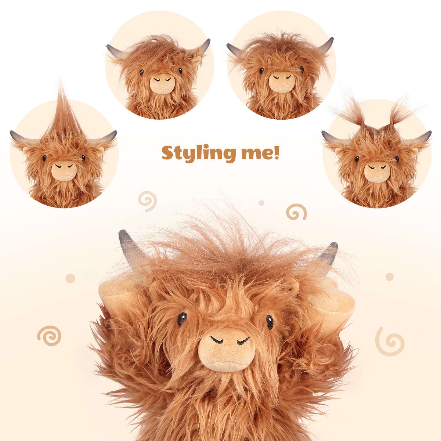 SuzziPals Heatable & Coolable Highland Cow Stuffed Animal, Microwavable Stuffed Animals Heating Pad for Period DIscomfort, Cuddly Cattle Stuffed Animal for Warmth & Comfort, Highland Cow Gifts for kid