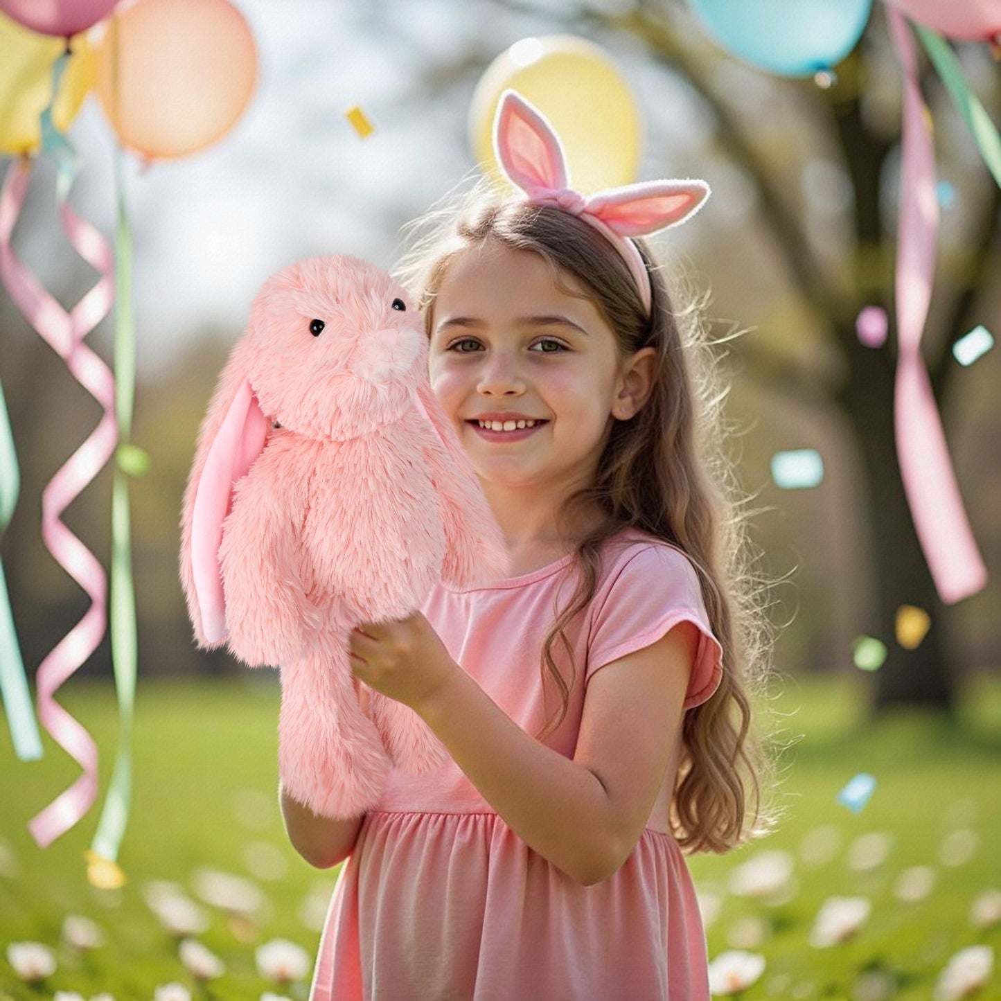 SuzziPals Heatable & Coolable Pink Bunny Stuffed Animal Heating Pad for Soothing & Relaxation, Lavender Pink Bunny Plush for Discomfort, Rabbit Stuffed Animals for Kids, Bunny Plushies Gifts