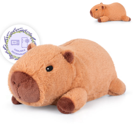 SuzziPals Heatable & Coolable Cute Capybara Plush, Microwave Heating Pad Stuffed Animals for Soothing & Relaxation, Stuffed Capibara Plush Toys for Stress Relief, Capybara Gifts for Girls & Boy