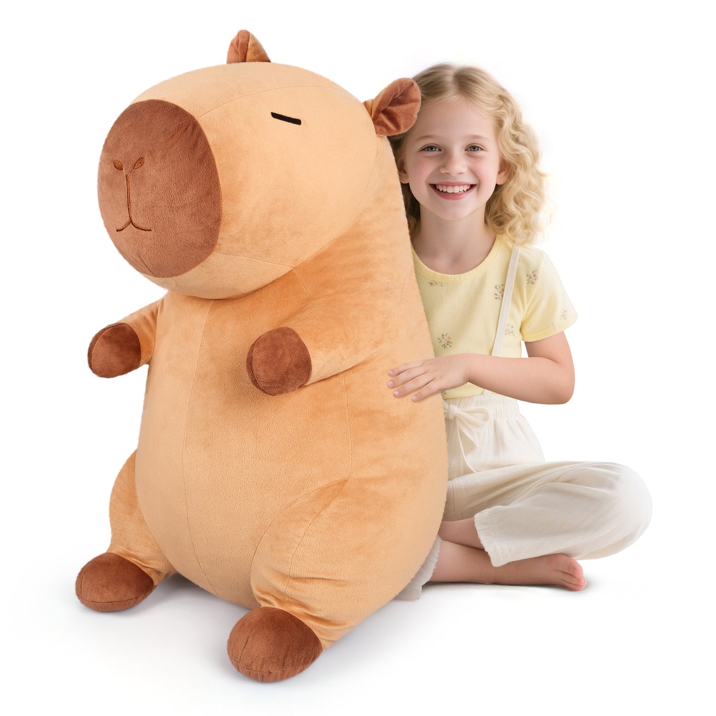 SuzziPals Giant Capybara Plush 30", Jumbo Soft Capybara Stuffed Animal, Giant Plush Toys Hugging Pillow for Stress Relief & Sleep Aid, Huge Cuddly Capibara Plushie Gift for Kids Adults