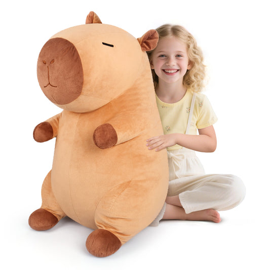 SuzziPals Giant Capybara Plush 30", Jumbo Soft Capybara Stuffed Animal, Giant Plush Toys Hugging Pillow for Stress Relief & Sleep Aid, Huge Cuddly Capibara Plushie Gift for Kids Adults