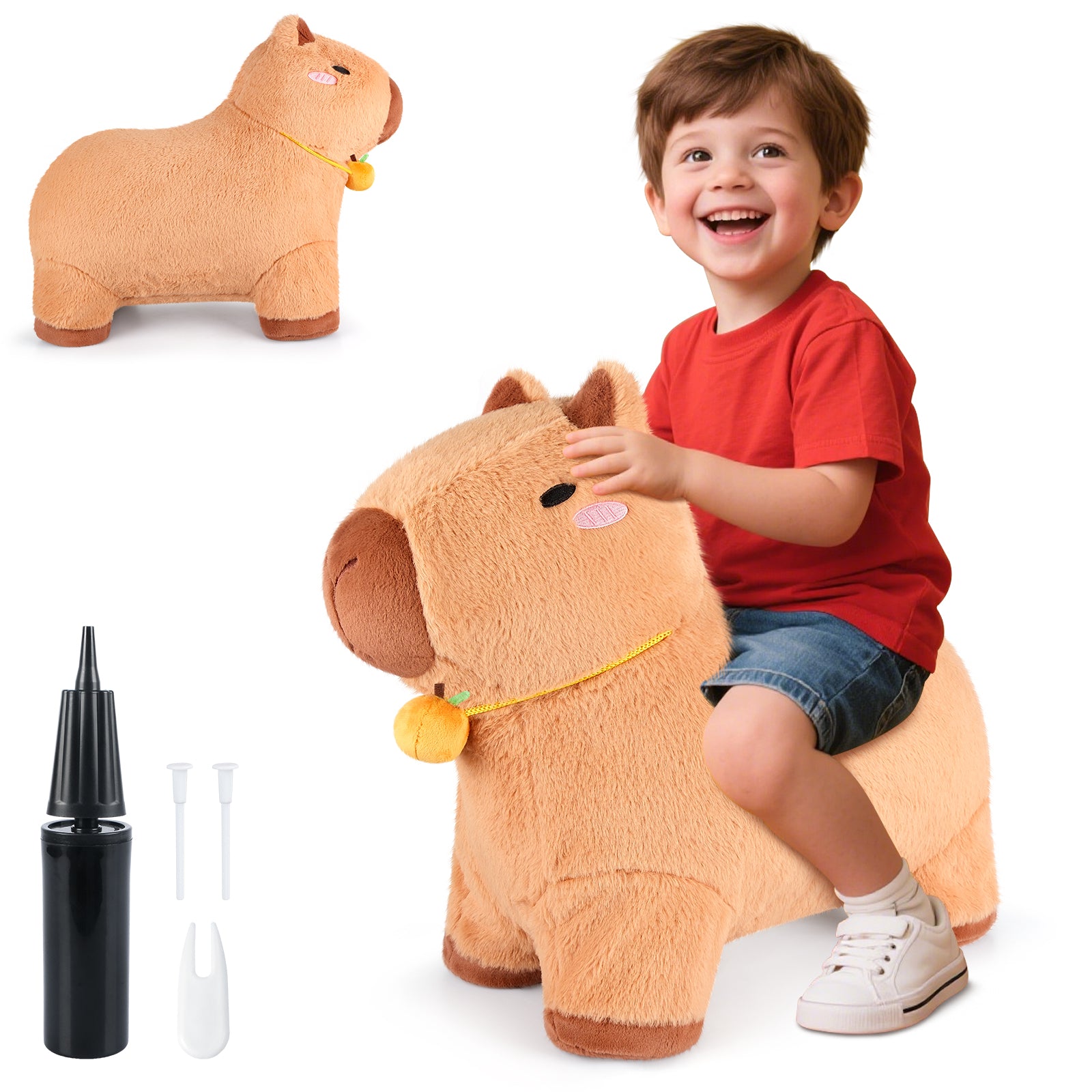 Capybara Inflatable Pool Toy SuzziPals Bouncy Capybara Hopper Toys, Inflatable Ride on Toy with Plu ...