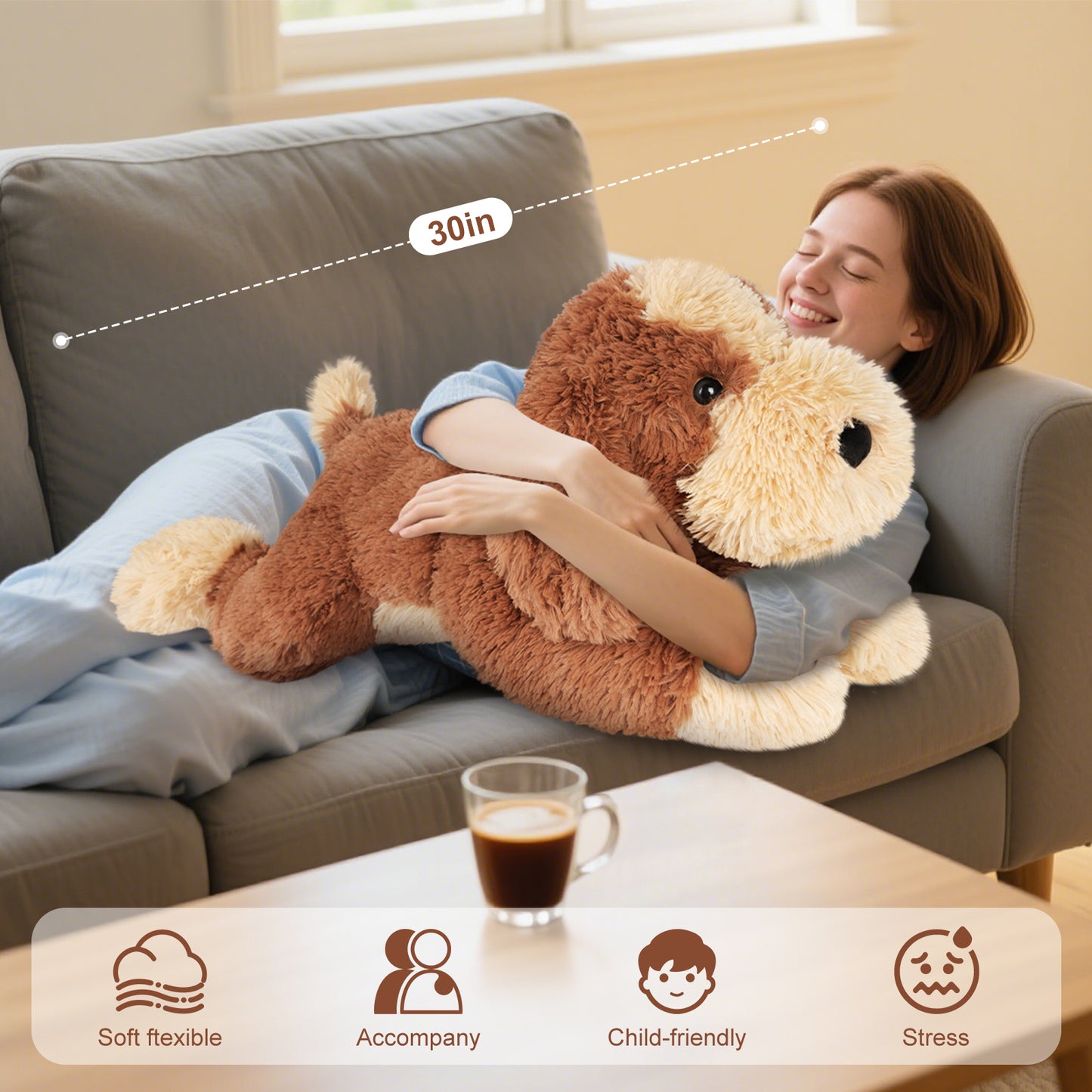SuzziPals Big Dog Stuffed Animal 30", Jumbo Soft Giant Stuffed Animal Puppy, Giant Plush Toys for Stress Relief & Sleep Aid, Huge Cuddly Golden Retriever Cute Plushies Dog Gifts for Kids Adults