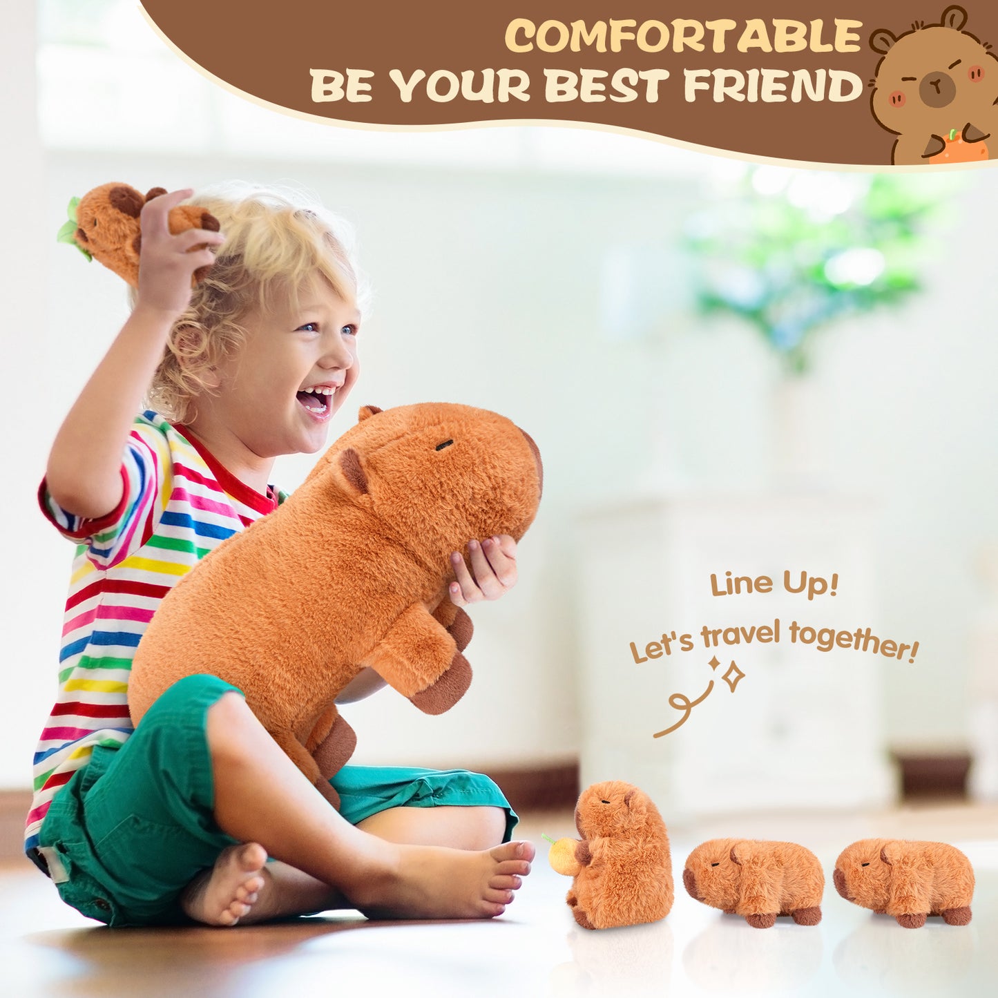 5-in-1 Capybara Stuffed Animals with Babies Inside, 5PC Set Plush with Mommy & 4 Babies, Cute 3 to 8 Year Old Girl Gifts, Imaginative Play Toys