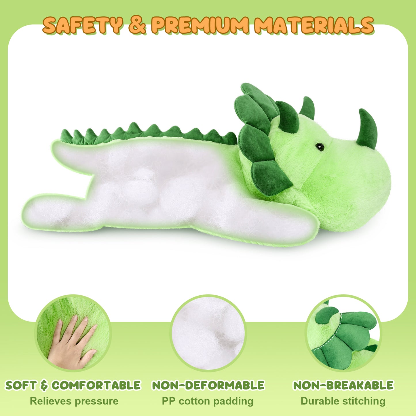SuzziPals 43 inch Giant Triceratops Plush, Lifelike Giant Dinosaur Stuffed Animal for Stress Relief & Companion, Extra Soft Big Stuffed Animals, Jumbo Dinosaur Plush Toys Gifts for Kids Adults