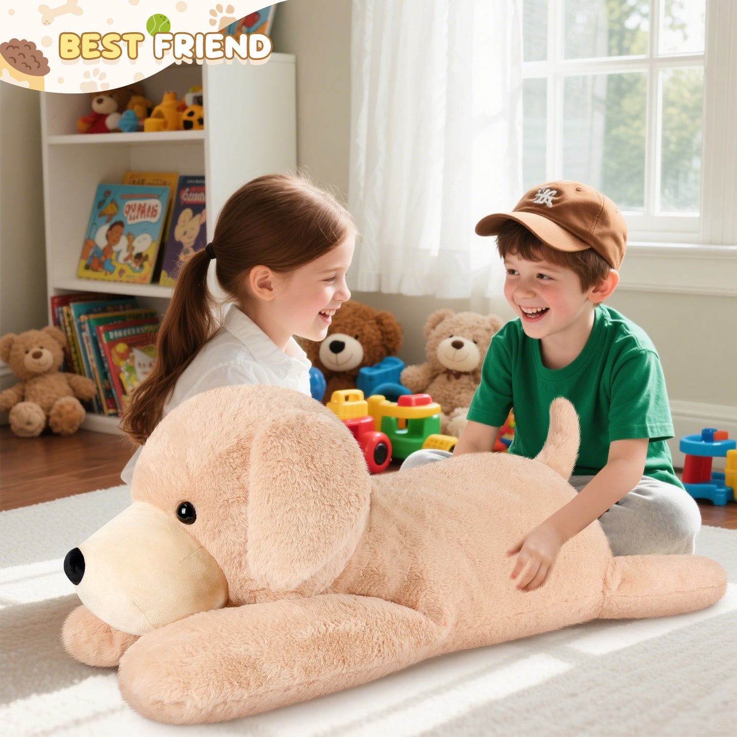 SuzziPals 43 inch Golden Retriever Giant Dog Stuffed Animal, Lifelike Jumbo Dog Plush for Stress Relief & Companion, Extra Soft Large Stuffed Animals, Big Plushies Gifts for Kids Adults