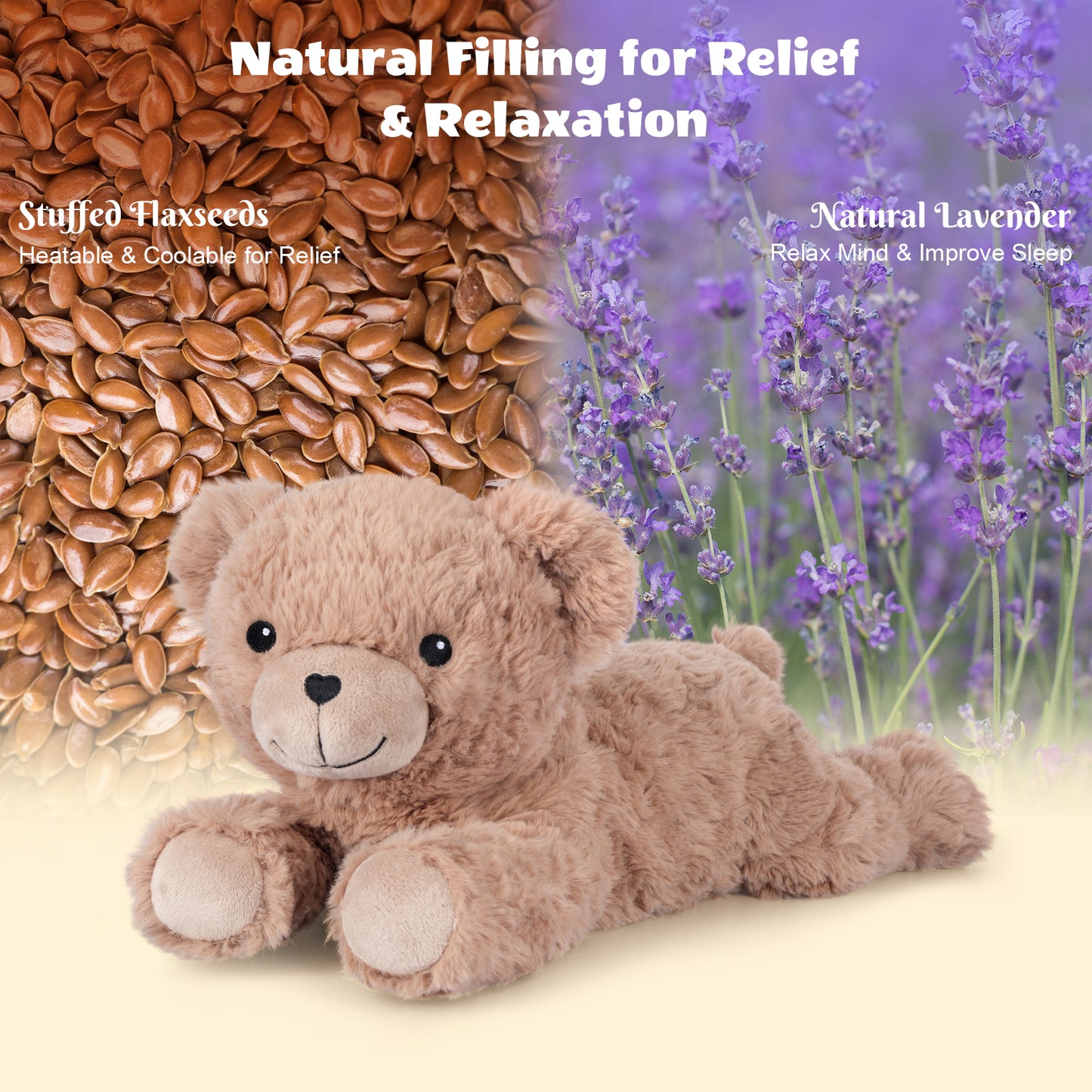 SuzziPals Heatable & Coolable Brown Teddy Bear Stuffed Animal, Microwavable Stuffed Animal Heating Pad for Period Discomfort, Stuffed Teddy Bear Plush for Warmth & Comfort, Brown Bear Gifts for Kid
