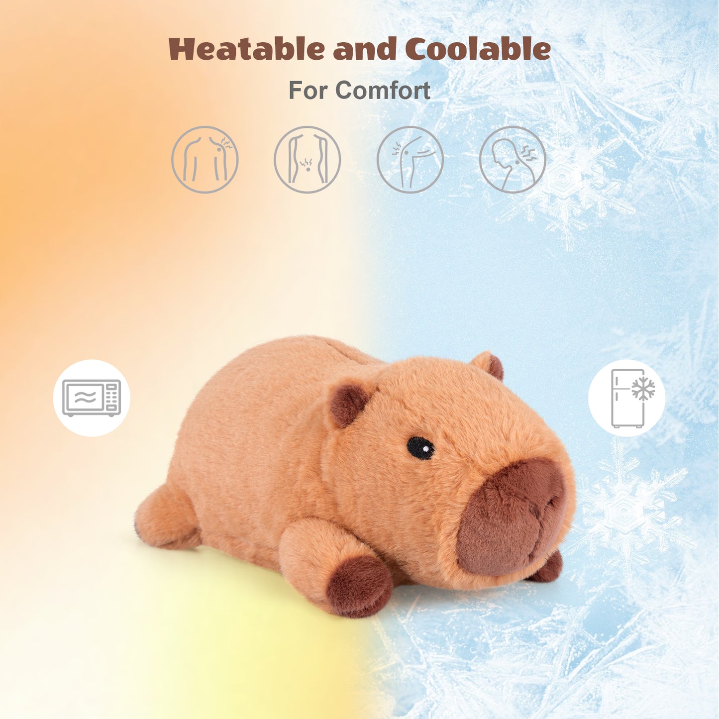 SuzziPals Heatable & Coolable Cute Capybara Plush, Microwave Heating Pad Stuffed Animals for Soothing & Relaxation, Stuffed Capibara Plush Toys for Stress Relief, Capybara Gifts for Girls & Boy