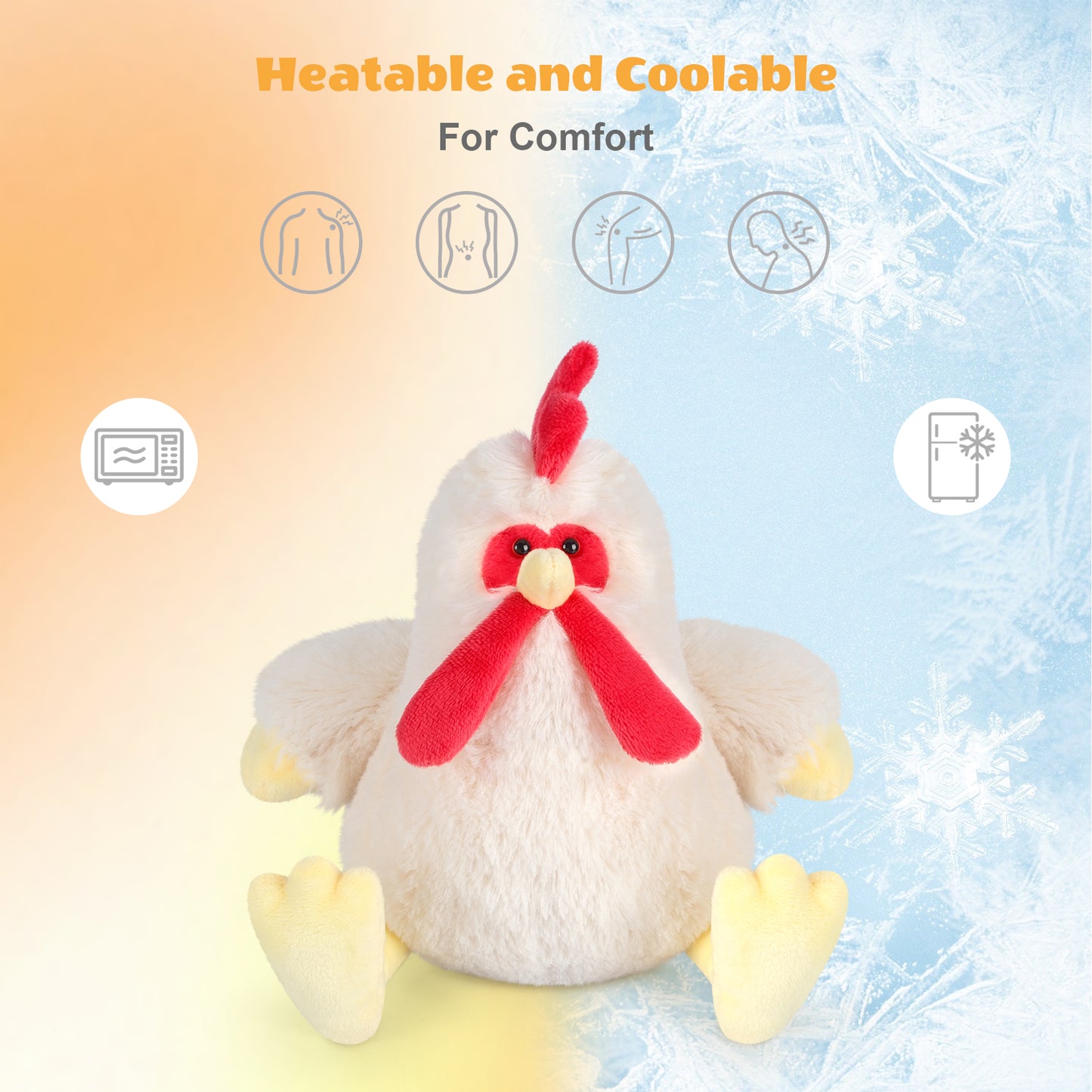 SuzziPals Chicken Stuffed Animal, Microwavable Stuffed Animals Heating Pad for Period Cramps, Cuddly Chicken Plush Toys for Warmth & Comfort, Rooster Plushies Gifts for Adults Kids