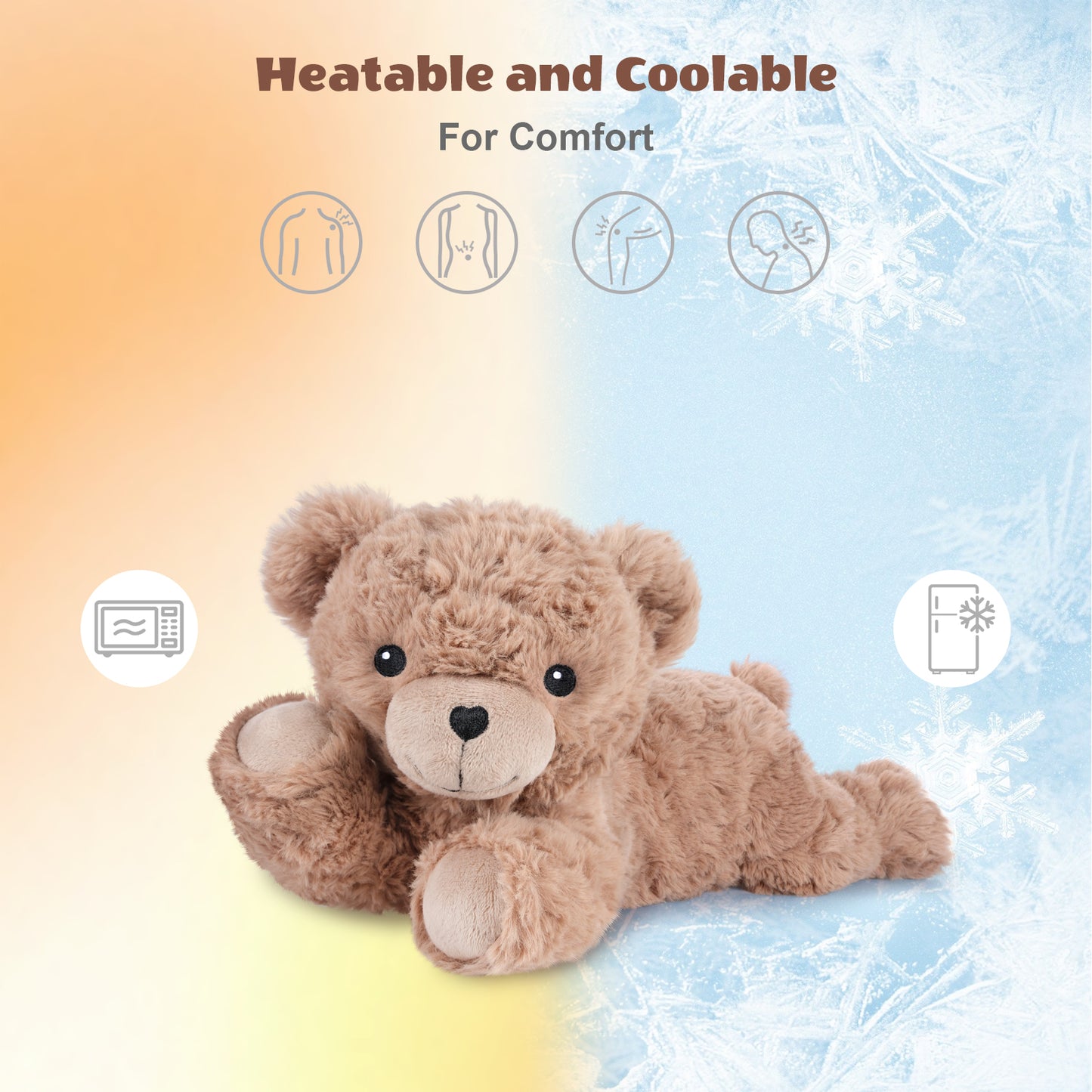 SuzziPals Heatable & Coolable Brown Teddy Bear Stuffed Animal, Microwavable Stuffed Animal Heating Pad for Period Discomfort, Stuffed Teddy Bear Plush for Warmth & Comfort, Brown Bear Gifts for Kid
