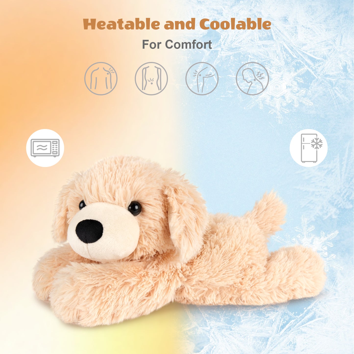 SuzziPals Heatable & Coolable Lying Golden Retriever Stuffed Animal, Heating Pad Microwavable for Soothing & Relaxation, Lavender Scented Dog Plush for Stress Relief, Puppy Plushie Gifts for Kid