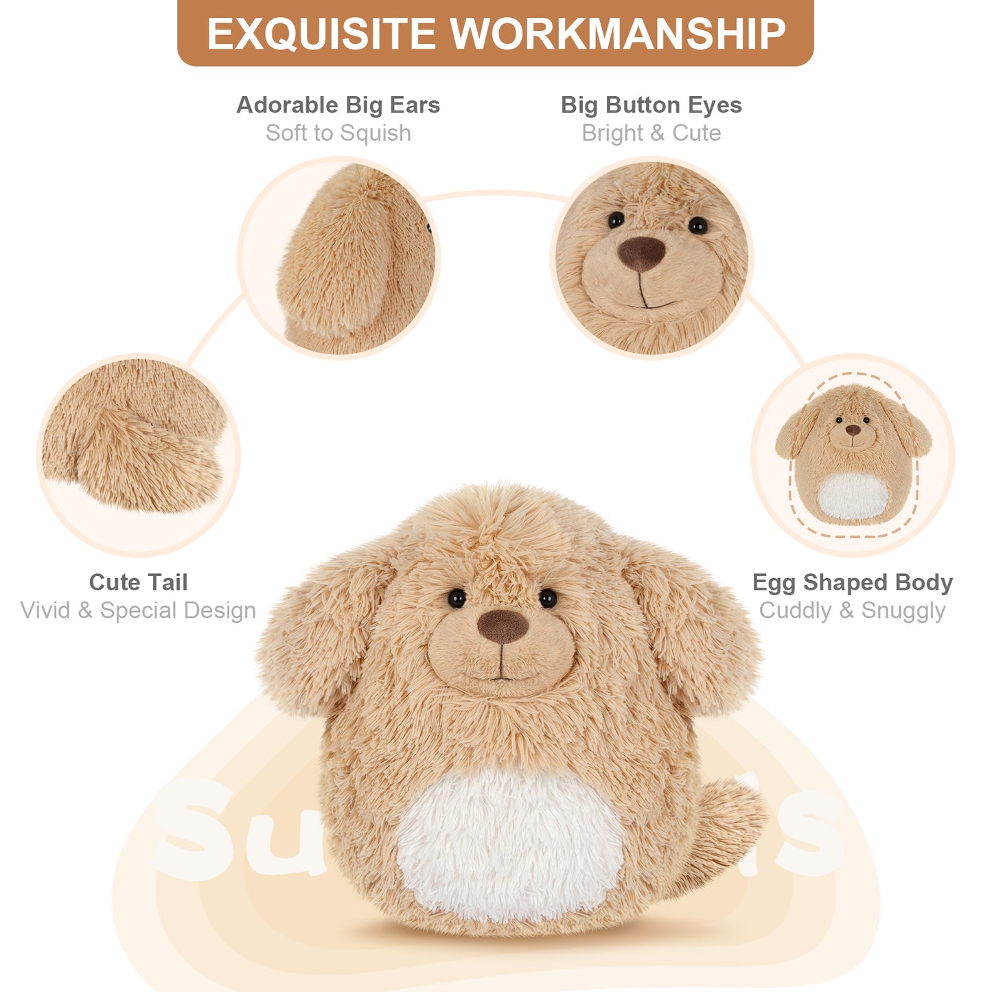 14 inch Stuffed Dog Plush Pillows, Fluffy Dog Stuffed Animals Dog Plush Toys for Squish Cuddle