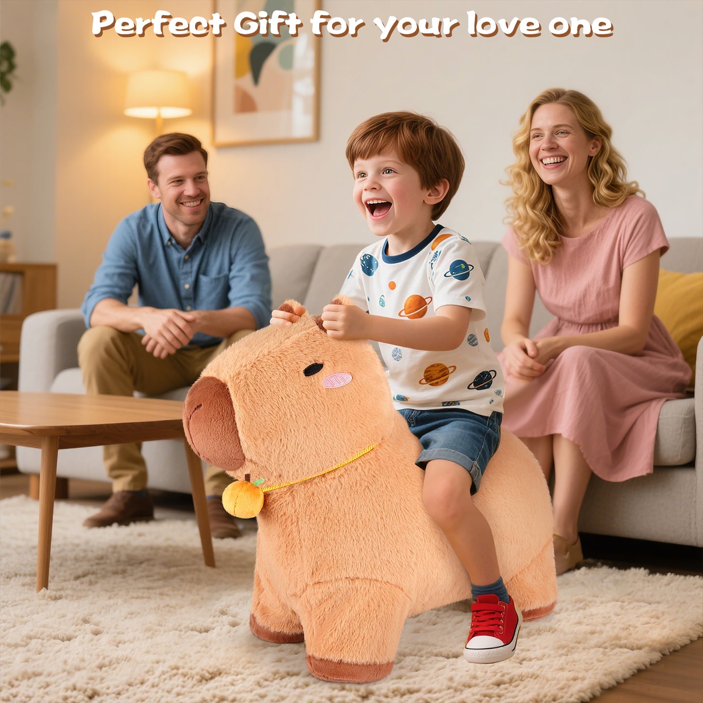 SuzziPals Bouncy Capybara Hopper Toys, Inflatable Ride on Toy with Plush Cover, Indoor & Outdoor Hopping Bouncing Animals for Toddlers Kids Adults, Capybara Stuffed Animal Hopping Toddler Gifts