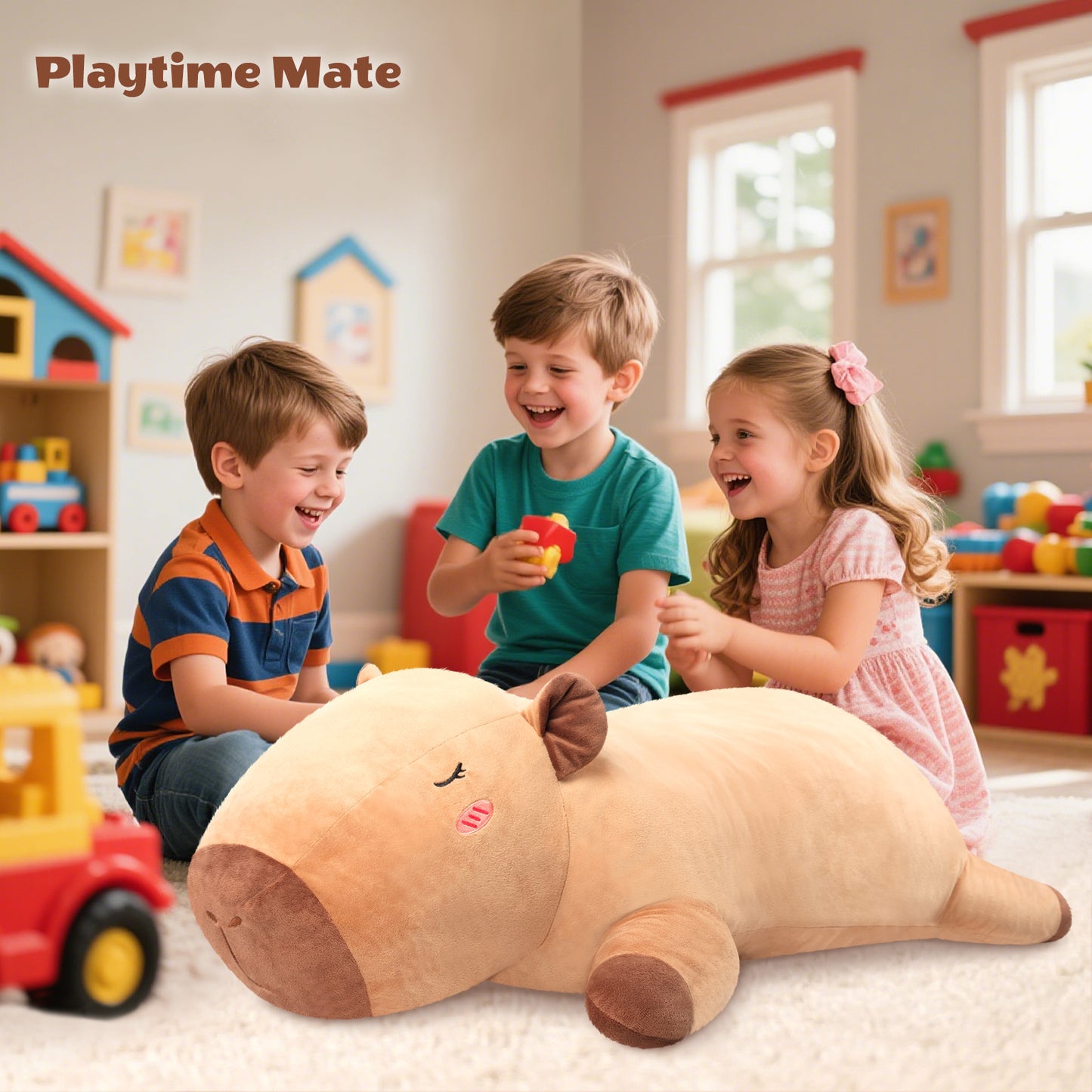 SuzziPals 43 inch Giant Capybara Plush, Lifelike Giant Stuffed Animal for Stress Relief & Companion, Extra Soft Plush Big Plushies Hugging Pillow, Jumbo Capybara Gifts for Kids Adults