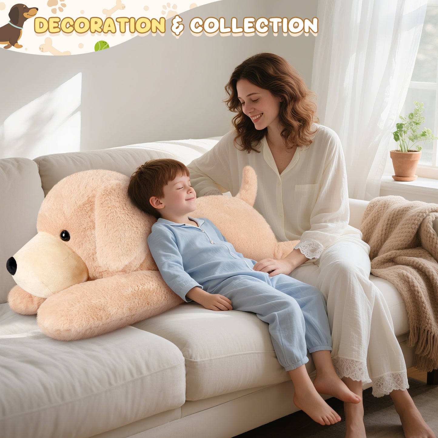 SuzziPals 43 inch Golden Retriever Giant Dog Stuffed Animal, Lifelike Jumbo Dog Plush for Stress Relief & Companion, Extra Soft Large Stuffed Animals, Big Plushies Gifts for Kids Adults