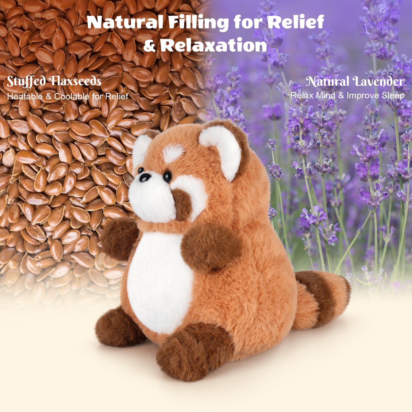 SuzziPals Heatable & Coolable Red Panda Stuffed Animal, Heating Pad Microwavable for Soothing & Relaxation, Lavender Scented Red Panda Plush Toy for Stress Relief, Red Pandas Gifts for Kids & Adults