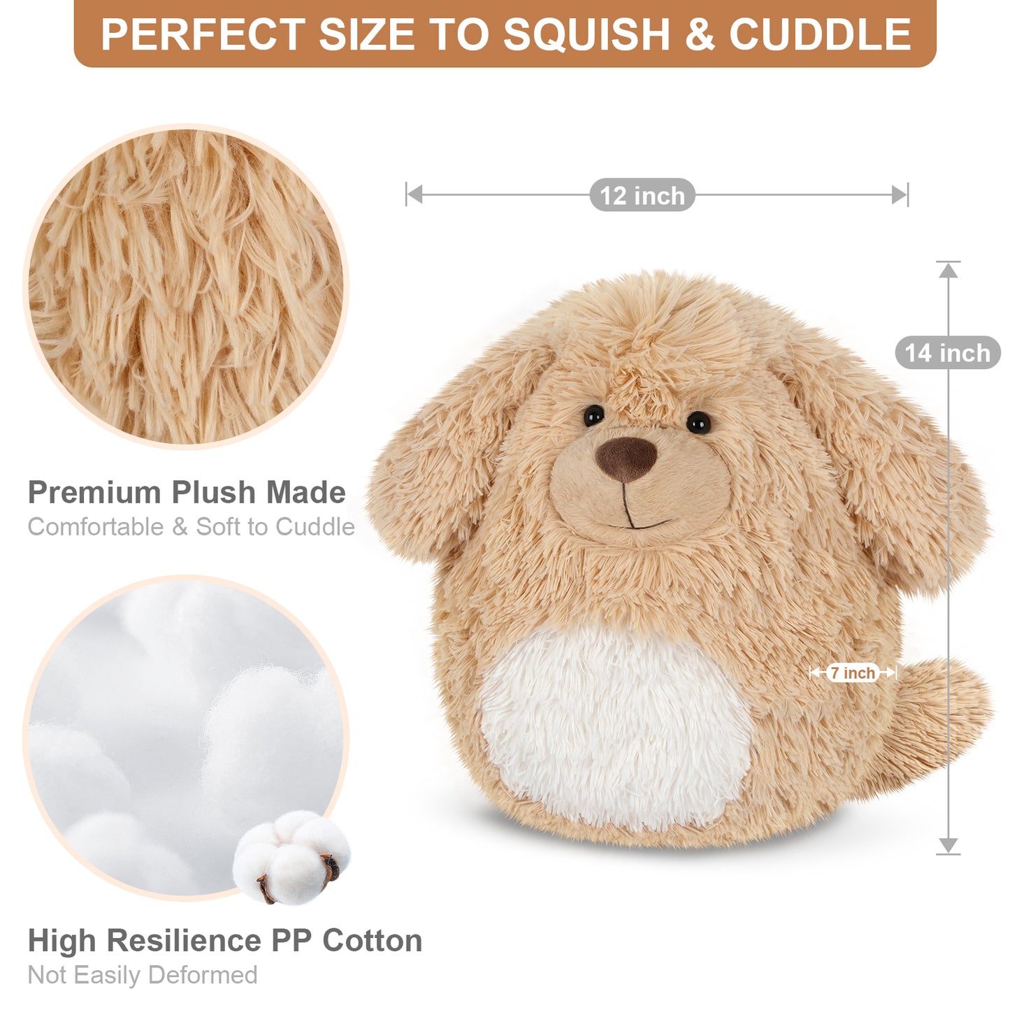 14 inch Stuffed Dog Plush Pillows, Fluffy Dog Stuffed Animals Dog Plush Toys for Squish Cuddle