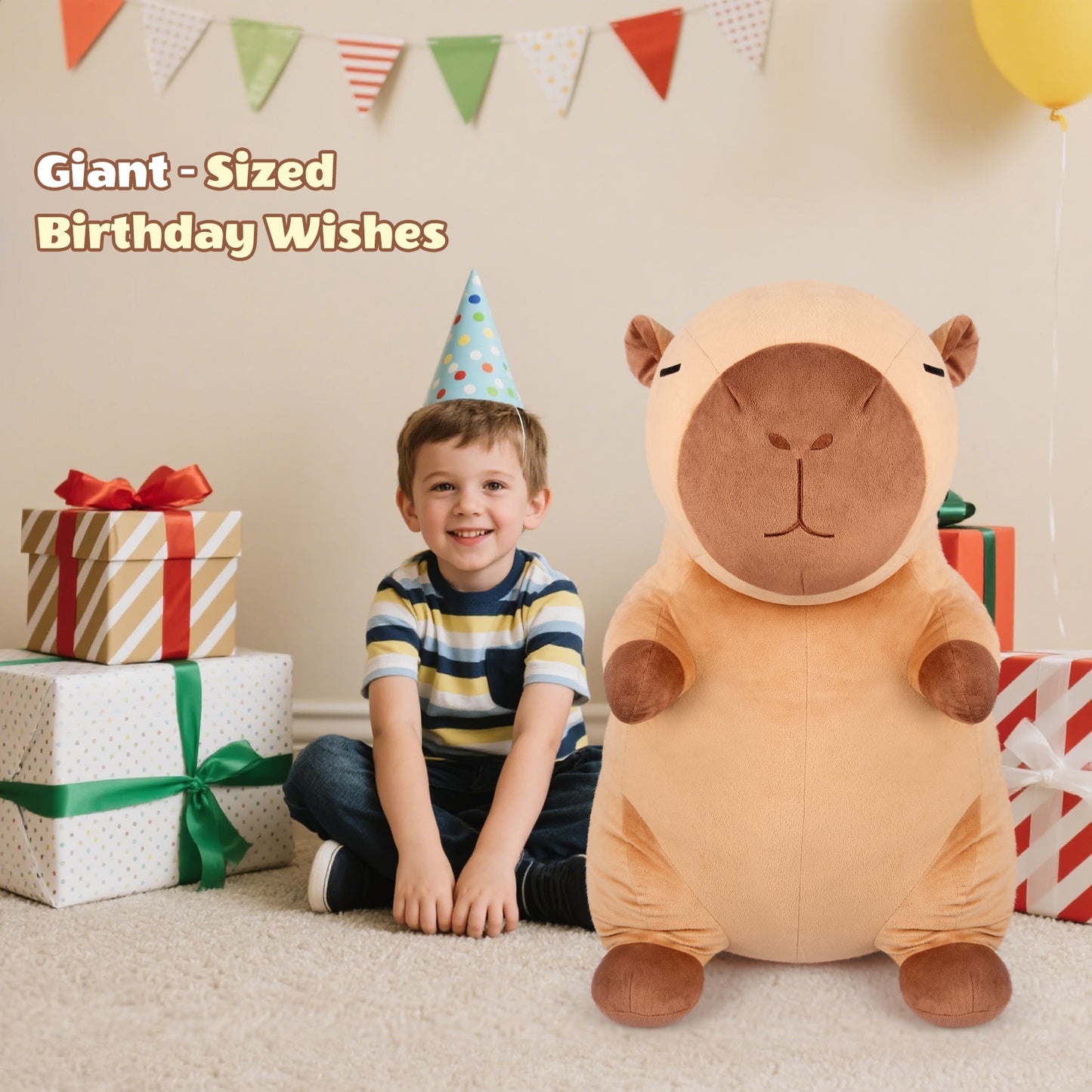 SuzziPals Giant Capybara Plush 30", Jumbo Soft Capybara Stuffed Animal, Giant Plush Toys Hugging Pillow for Stress Relief & Sleep Aid, Huge Cuddly Capibara Plushie Gift for Kids Adults