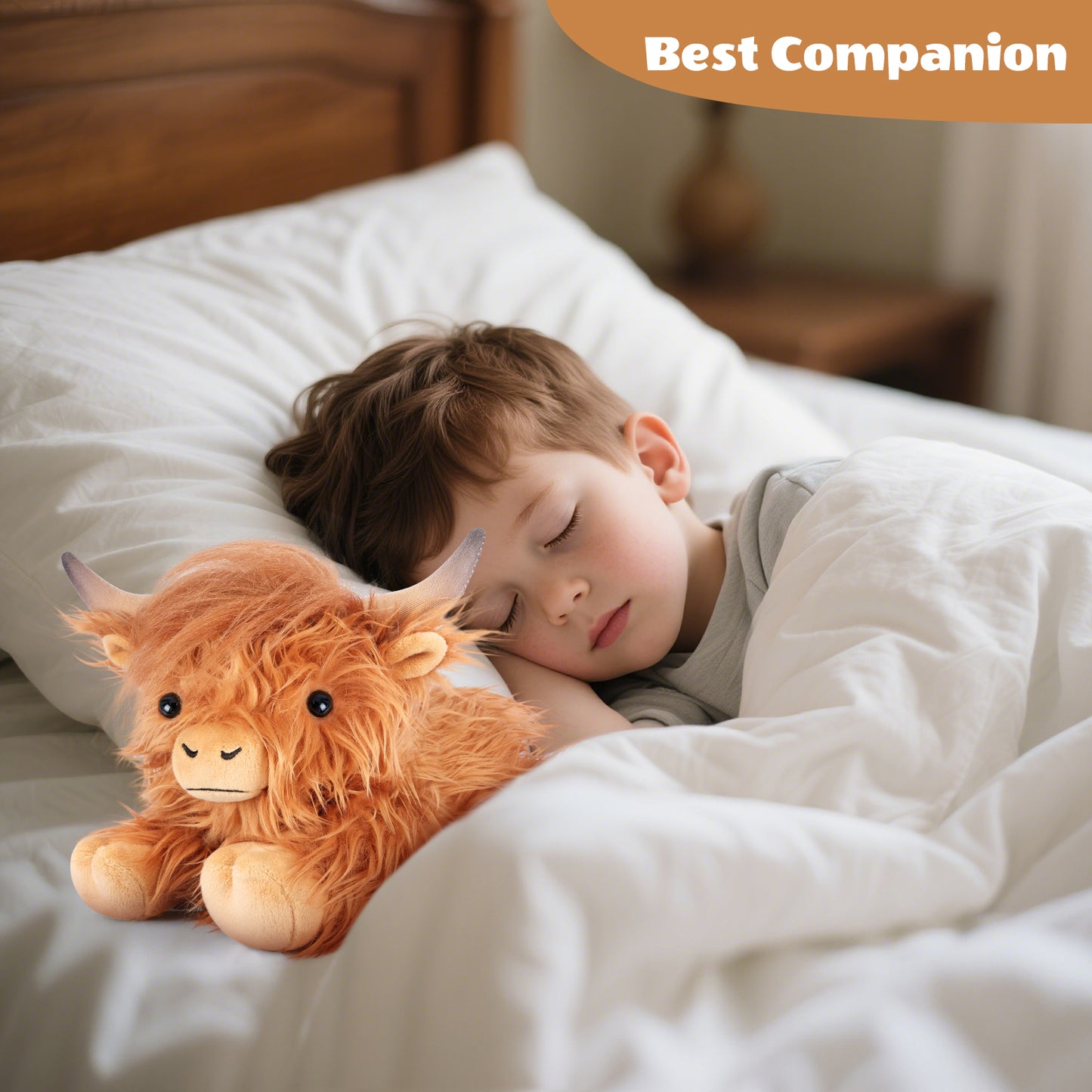 SuzziPals Heatable & Coolable Highland Cow Stuffed Animal, Microwavable Stuffed Animals Heating Pad for Period DIscomfort, Cuddly Cattle Stuffed Animal for Warmth & Anxiety, Highland Cow Gifts for kid